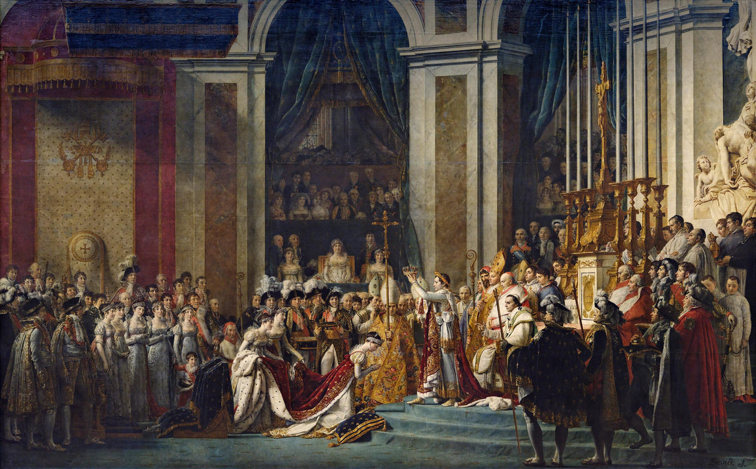 The Coronation of Napoleon Canvas Print: Jacques-Louis David, Vintage Gold Frame, Brush Stroke FOSHE ART