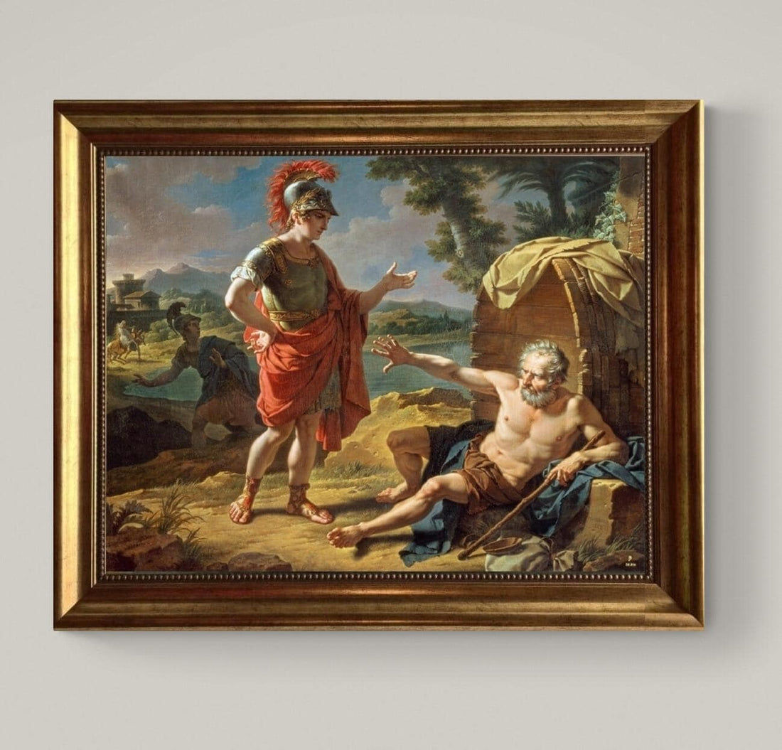 Alexander and Diogenes Canvas Print | Gold Frame, Brush Strokes FOSHE ART