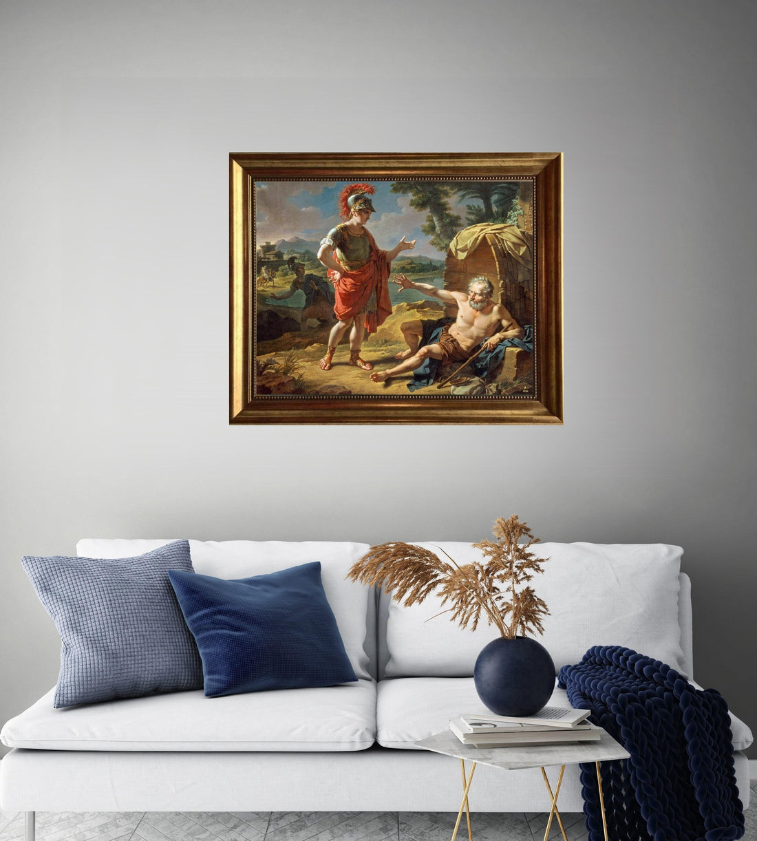 Alexander and Diogenes Canvas Print | Gold Frame, Brush Strokes FOSHE ART