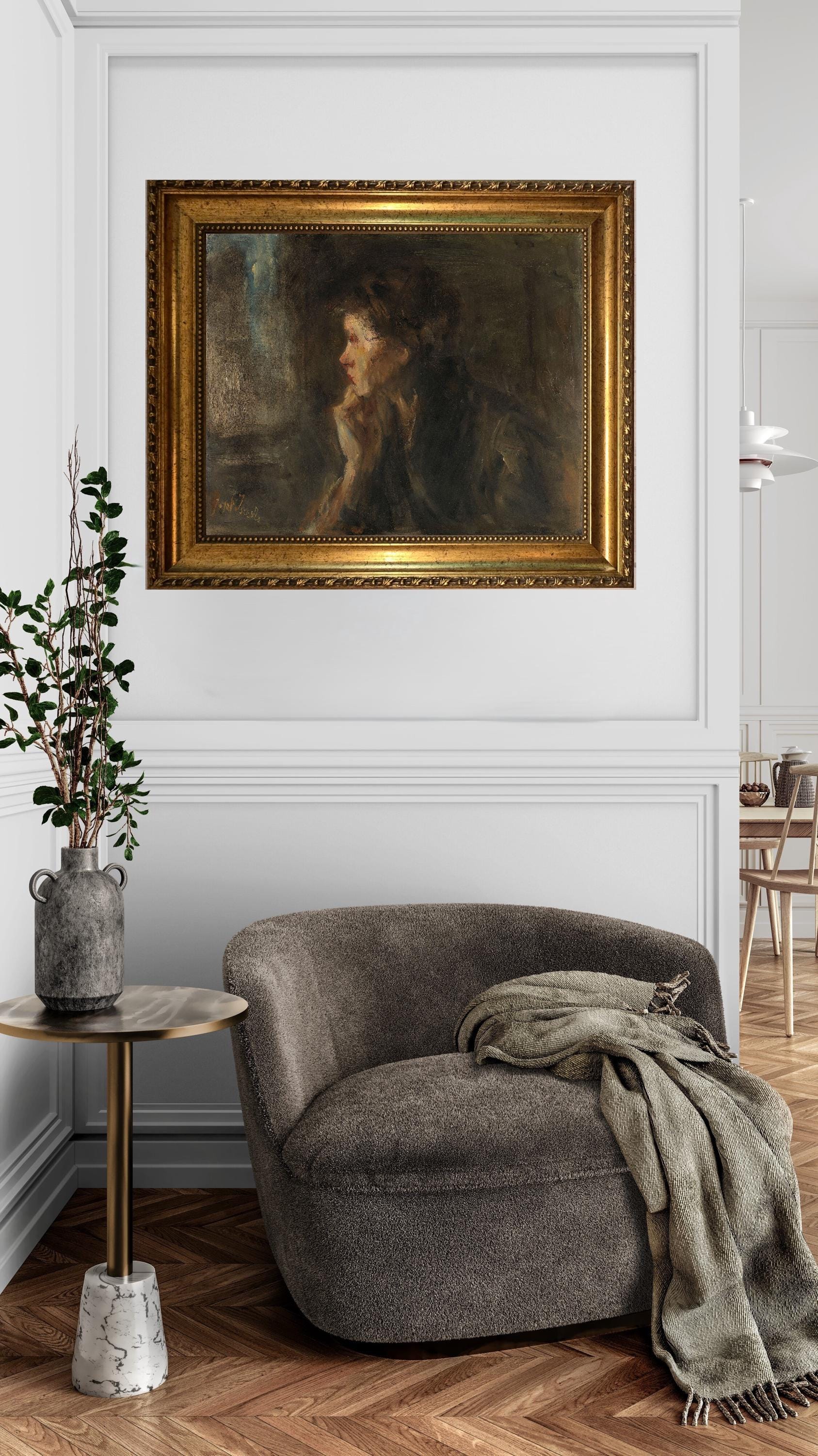 Jozef Israëls Contemplation art print on Canvas, Brush strokes FOSHE ART