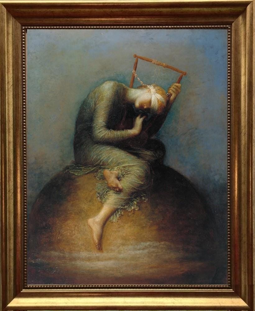 Hope by George Frederic Watts – Vintage Golden Frame and Brush Strokes FOSHE ART