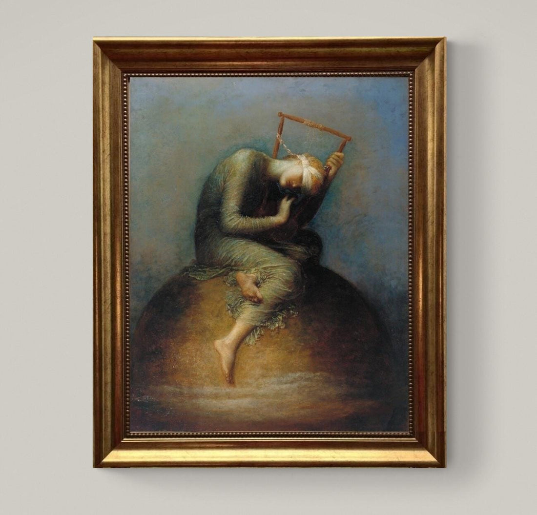 Hope by George Frederic Watts – Vintage Golden Frame and Brush Strokes FOSHE ART