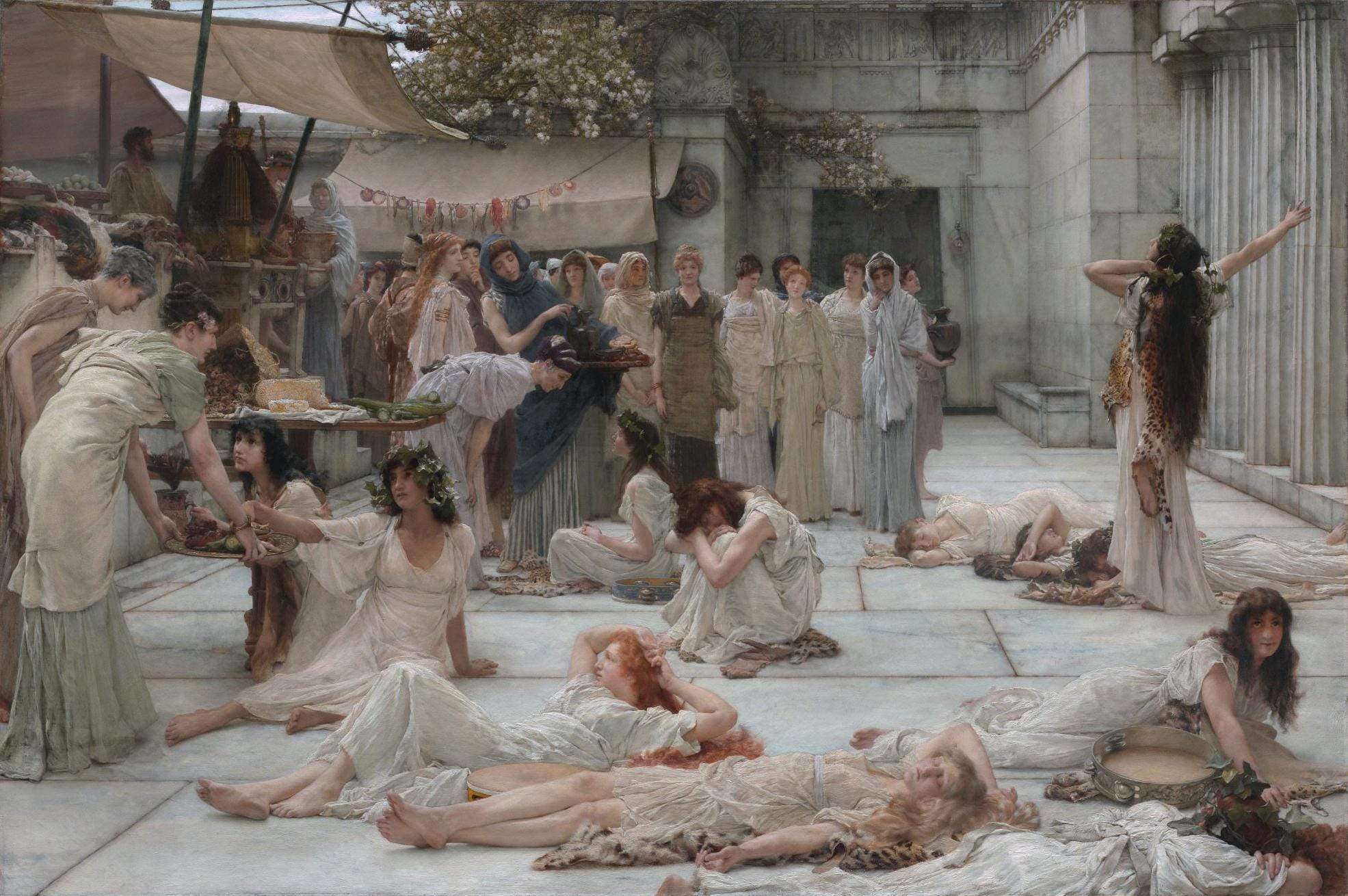 The Woman of Amphisse by Tadema, Framed Canvas Reproduction Print with brush strokes FOSHE ART
