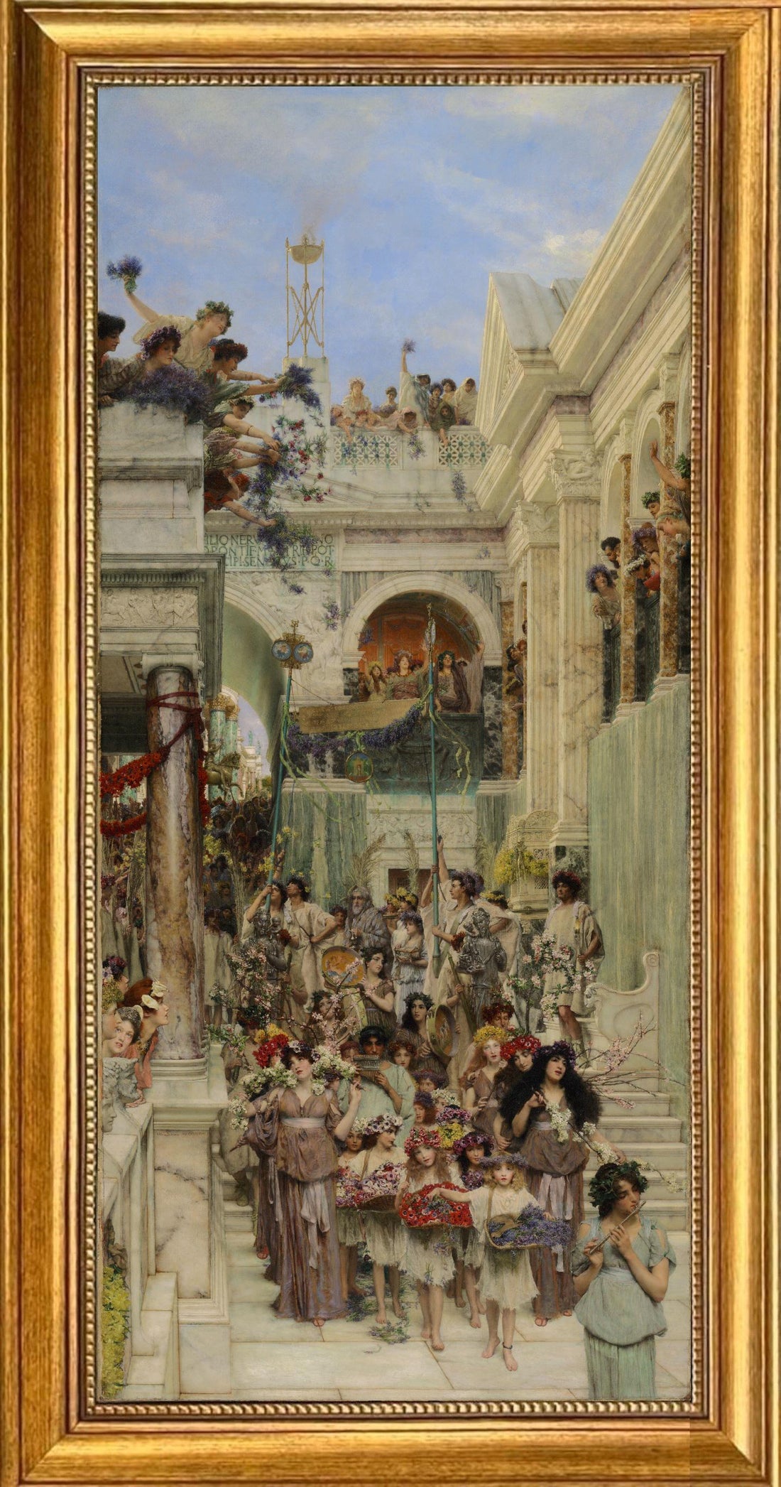 Spring by Lawrence Alma-Tadema, Canvas Print with Brush Strokes, Gold Wooden Frame, Museum Quality FOSHE ART