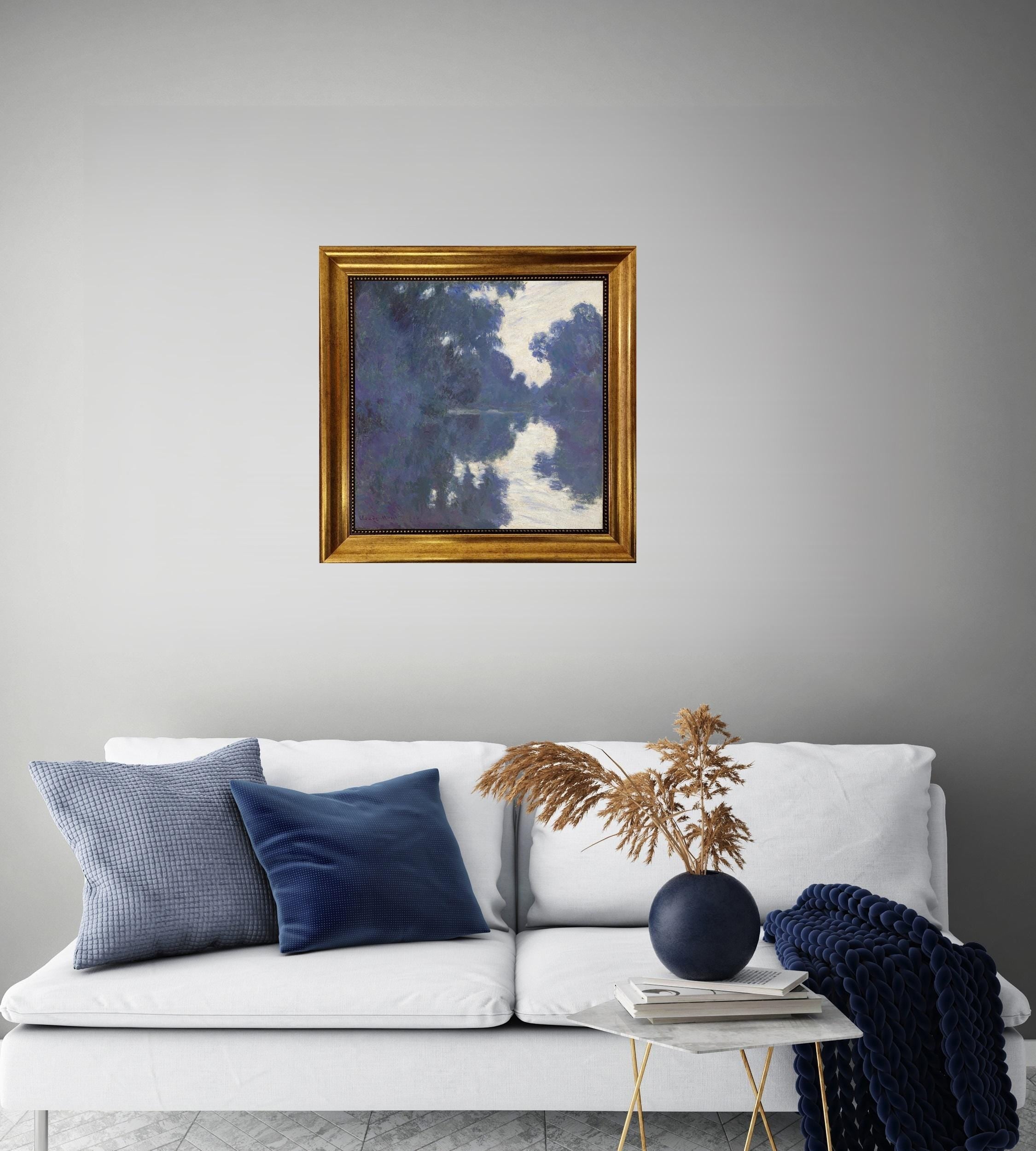 Monet Matinée sur la Seine Canvas Print: Hand-Textured, Golden Vintage Frame FOSHE ART