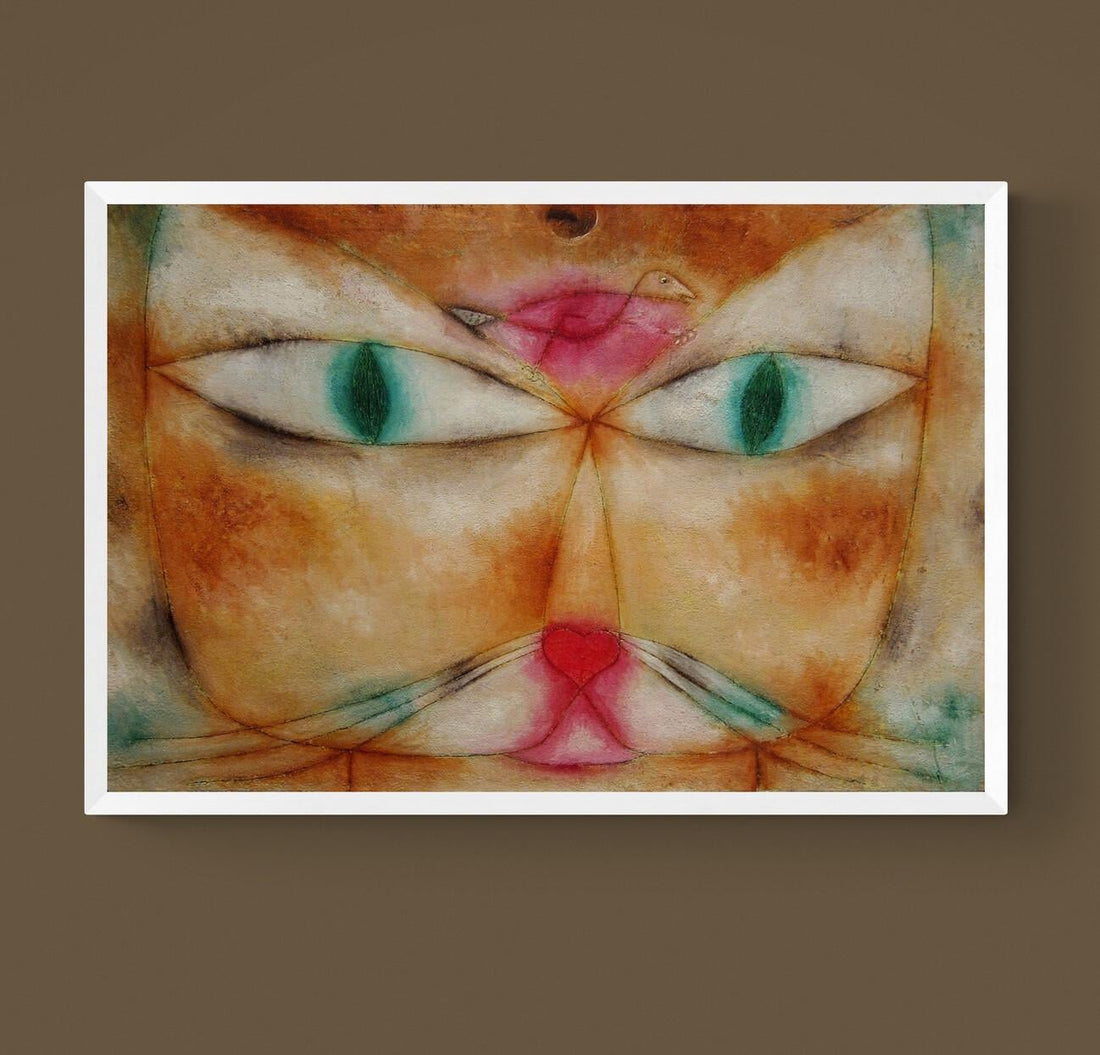Paul Klee Cat and Bird, Canvas Art Print, Brush Strokes, Floating Frame FOSHE ART