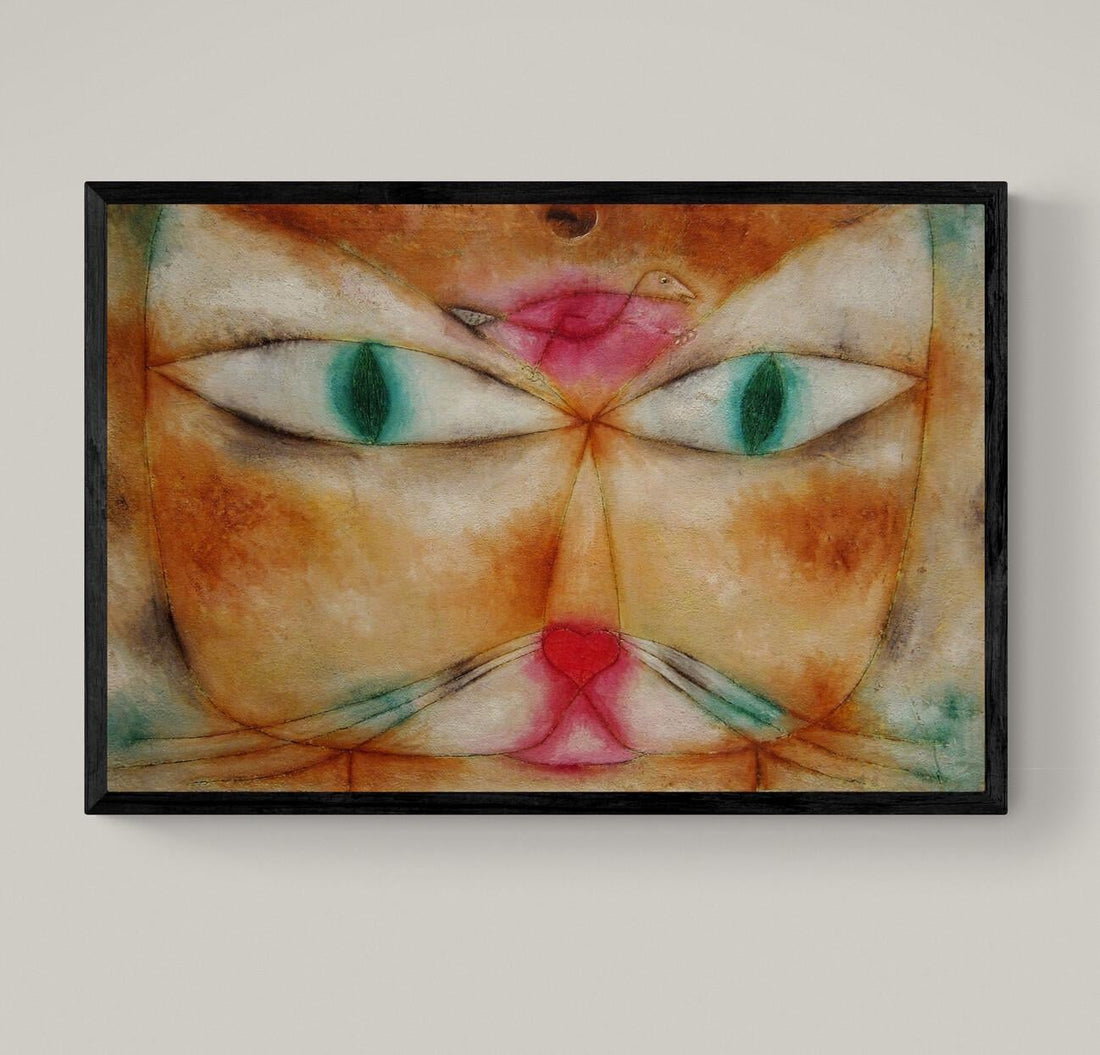 Paul Klee Cat and Bird, Canvas Art Print, Brush Strokes, Floating Frame FOSHE ART