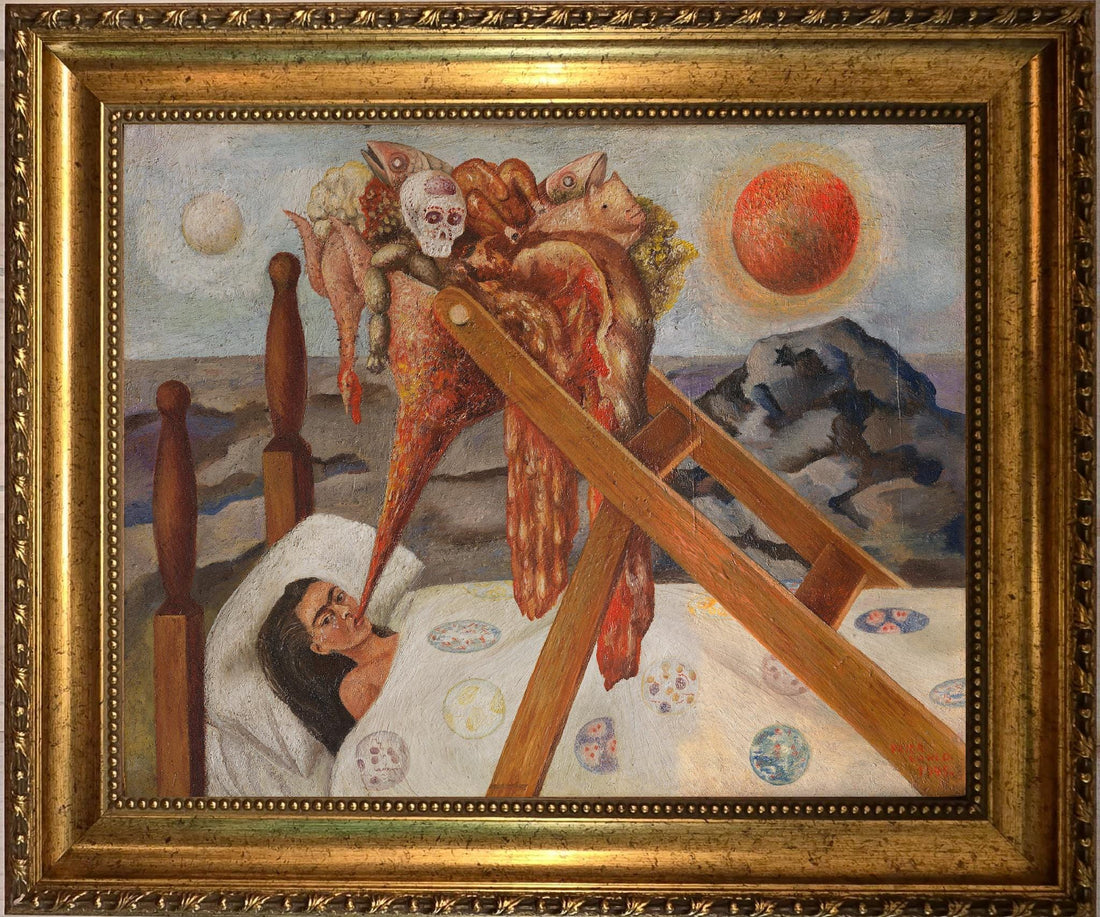 Frida Kahlo - Without Hope, Canvas Print Museum Quality with Brush Strokes, Gold Wooden Frame FOSHE ART