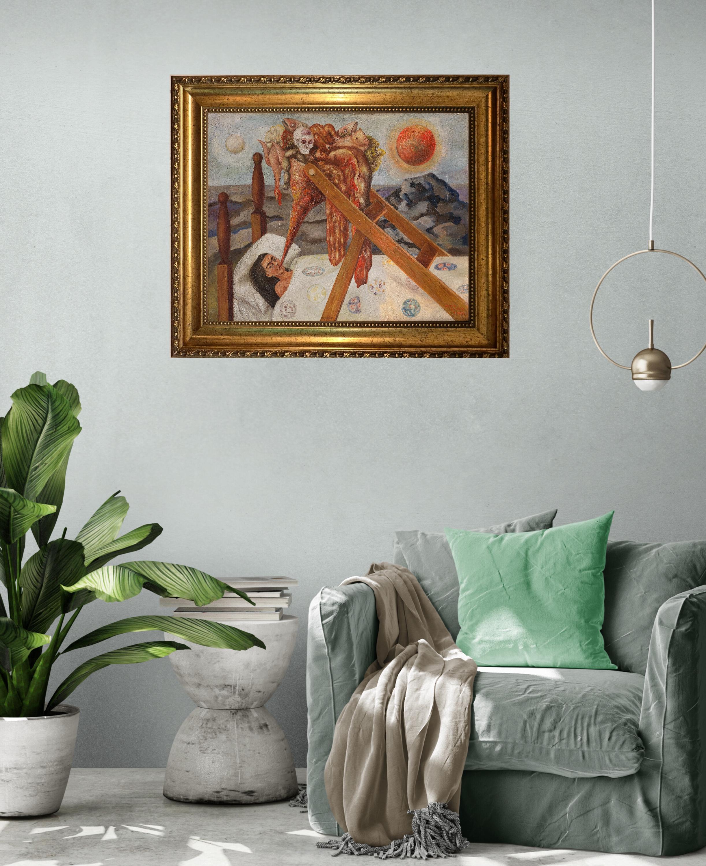 Frida Kahlo - Without Hope, Canvas Print Museum Quality with Brush Strokes, Gold Wooden Frame FOSHE ART