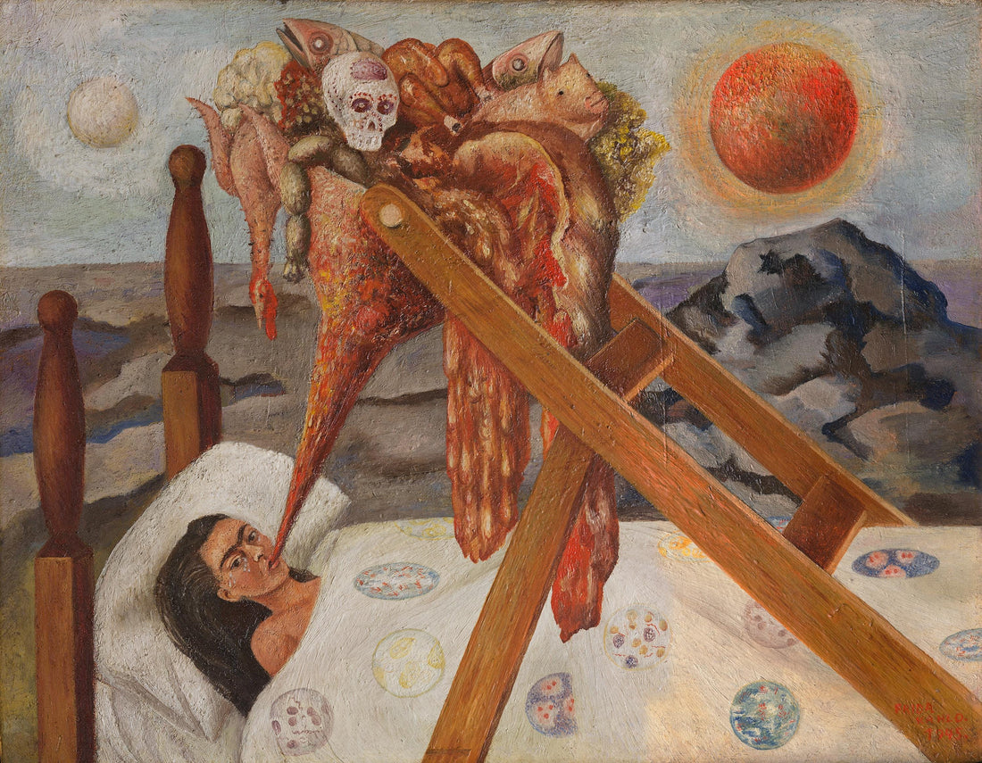 Frida Kahlo - Without Hope, Canvas Print Museum Quality with Brush Strokes, Gold Wooden Frame FOSHE ART