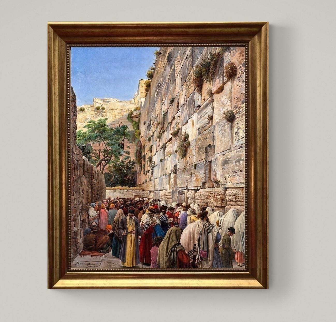 Wester Wall by Gustav Bauernfeindi, Canvas Print with Hand-Finished Brush Strokes, Vintage Golden Frame, FOSHE ART
