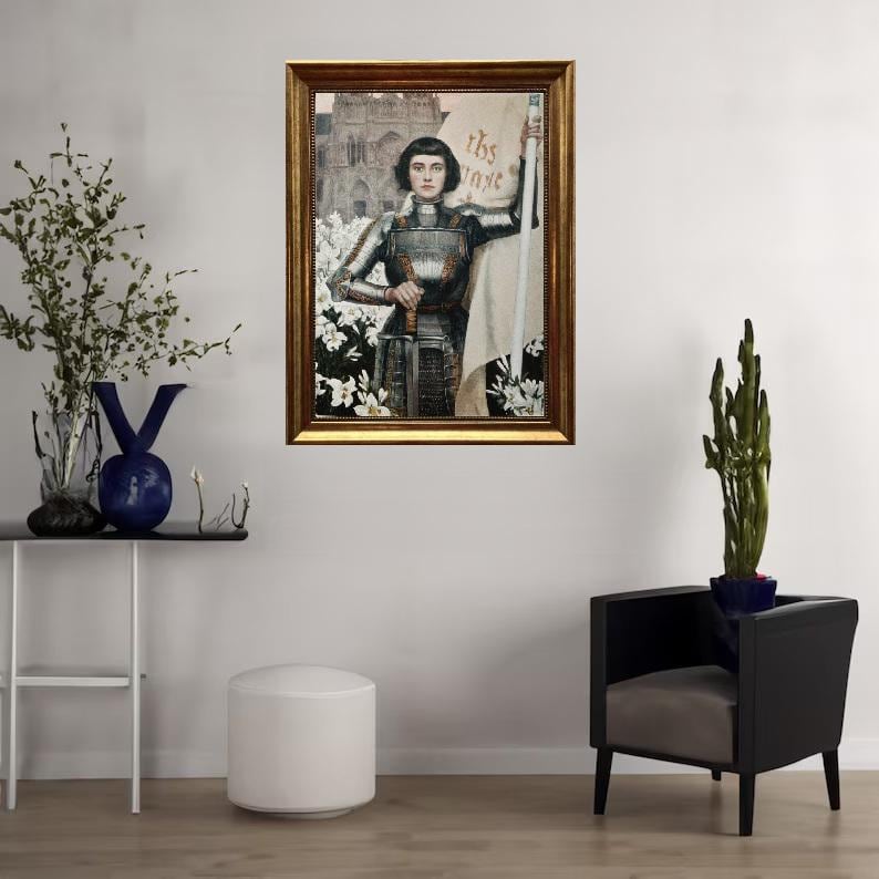 Jeanne D'Arc painting by Albert Lynch, Framed Canvas Art Print with Brush strokes FOSHE ART