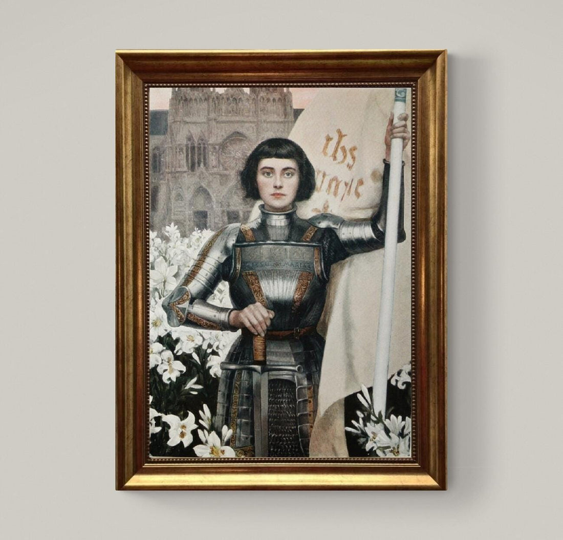 Jeanne D'Arc painting by Albert Lynch, Framed Canvas Art Print with Brush strokes FOSHE ART