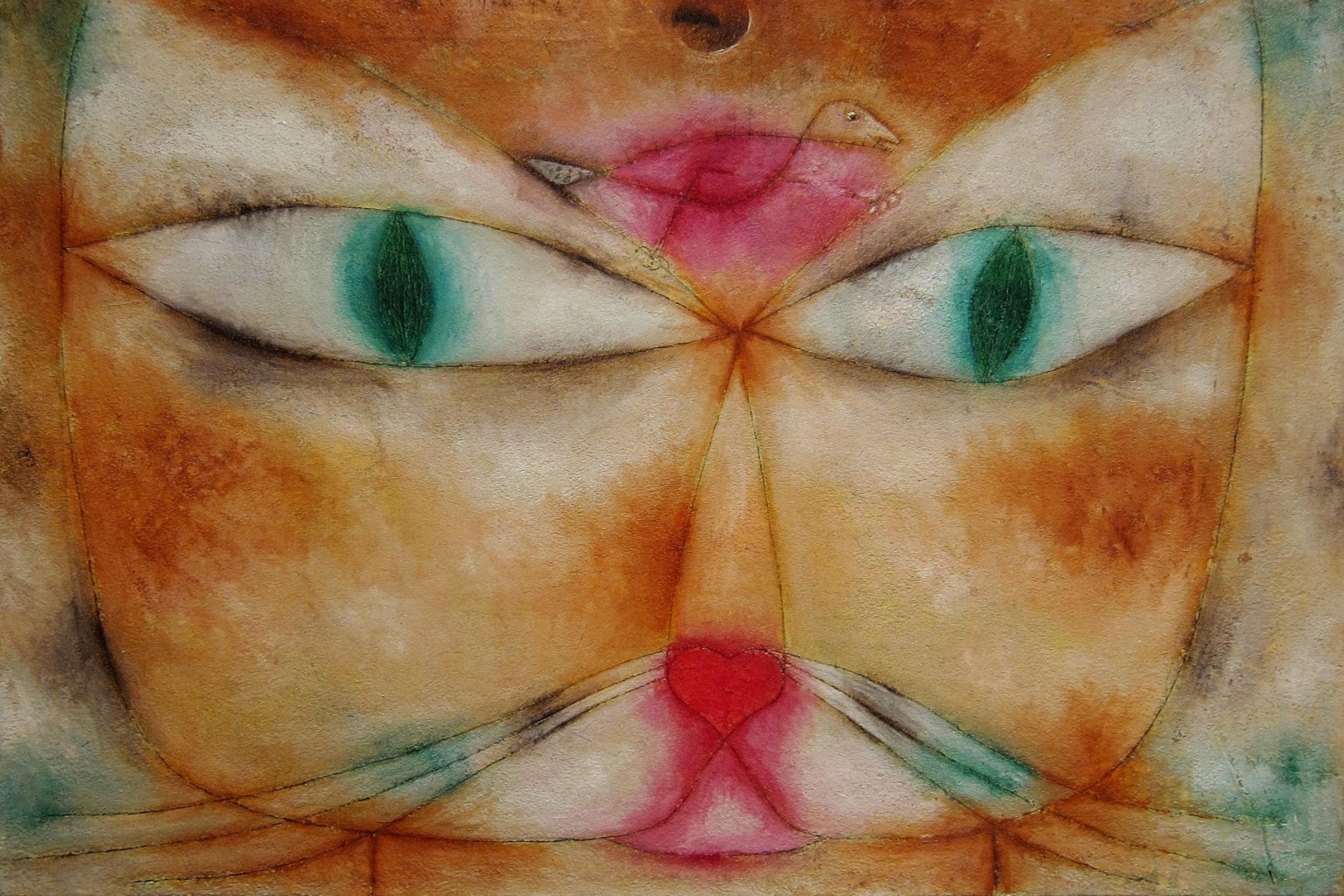 Paul Klee Cat and Bird, Canvas Art Print, Brush Strokes, Floating Frame FOSHE ART