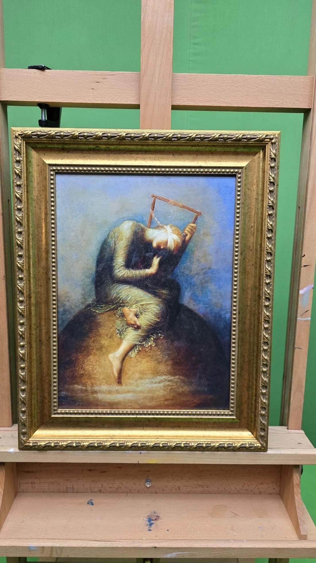 Hope by George Frederic Watts – Vintage Golden Frame and Brush Strokes FOSHE ART