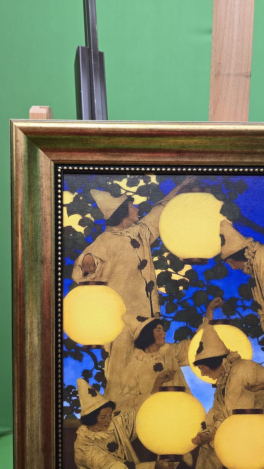 Maxfield Parrish "Lantern Bearers" Framed Canvas Reproduction: Golden Vintage Frame FOSHE ART