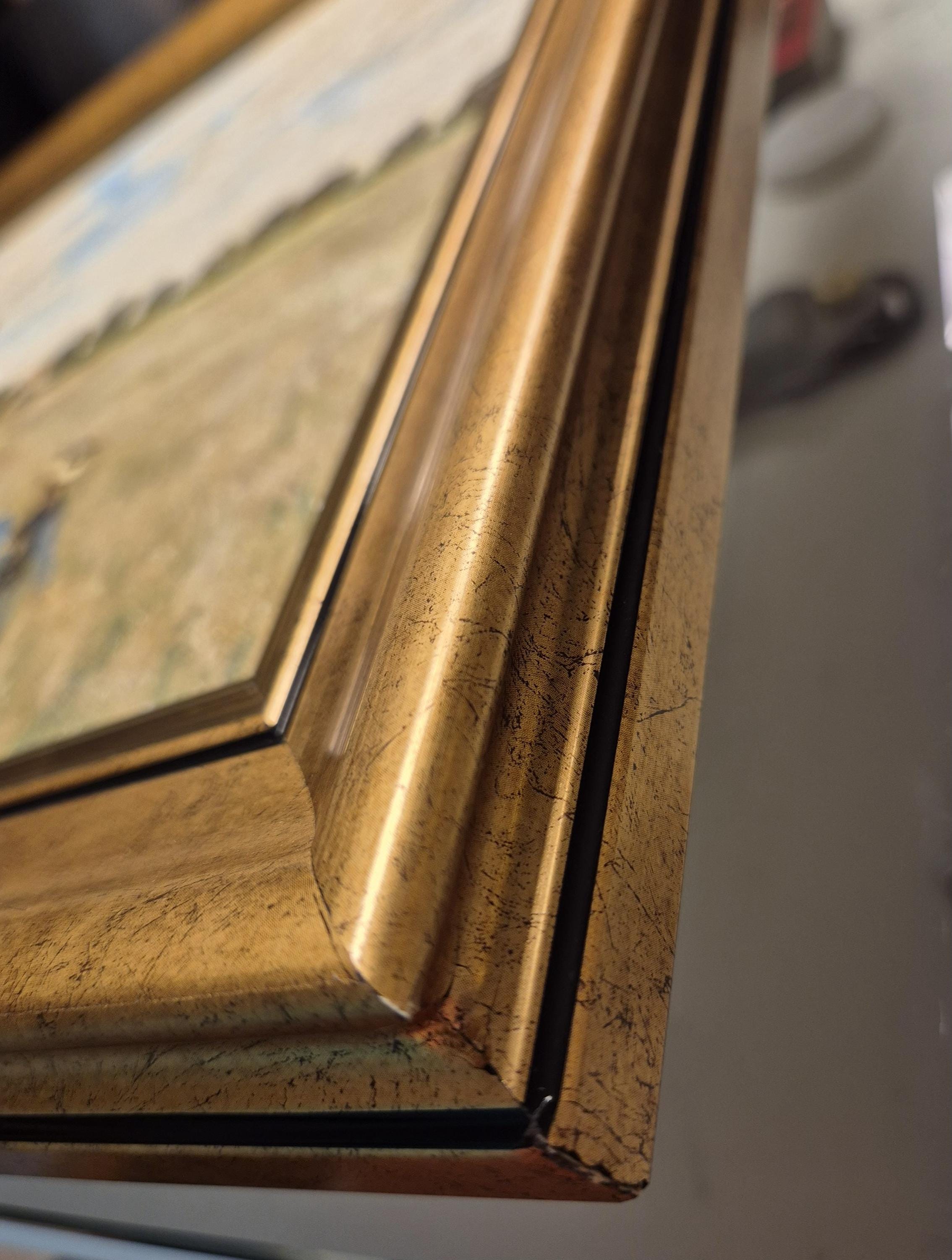Monet Poppy Field Canvas Print: Vintage Gold Frame, Brush Stroke Texture FOSHE ART