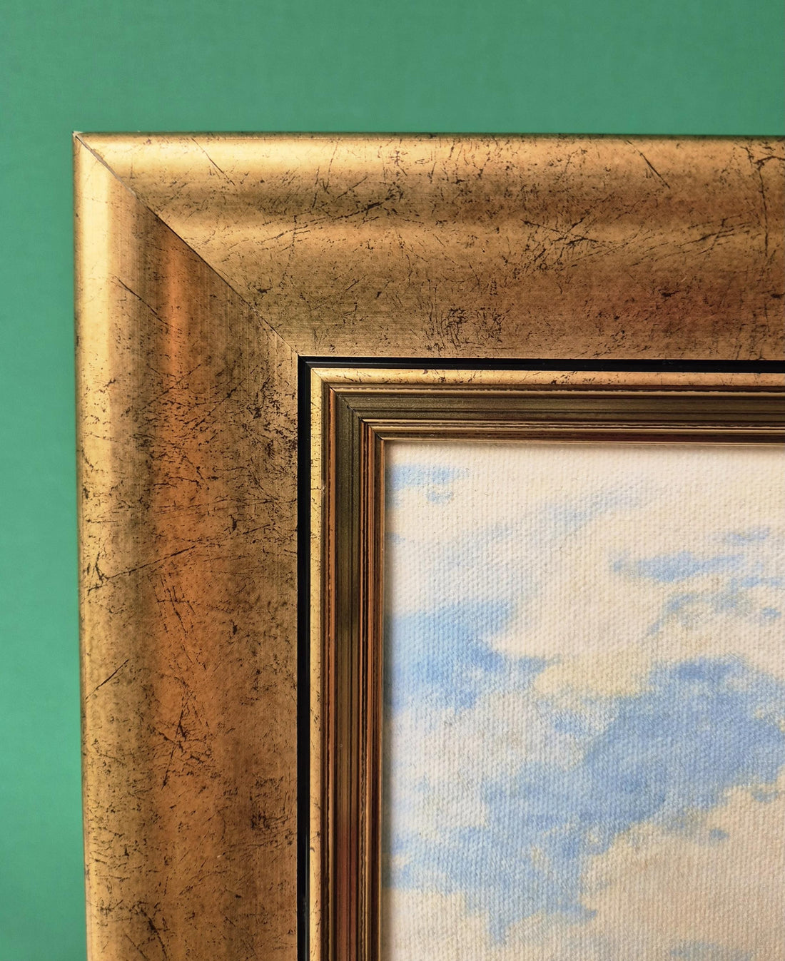 Monet Poppy Field Canvas Print: Vintage Gold Frame, Brush Stroke Texture FOSHE ART