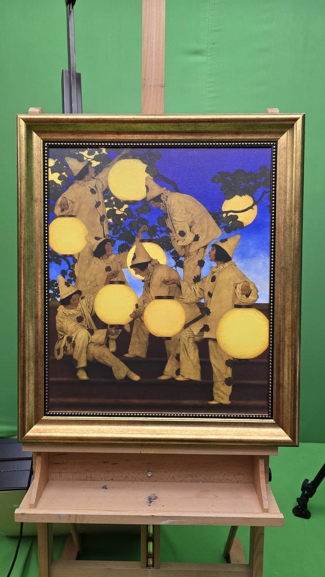 Maxfield Parrish "Lantern Bearers" Framed Canvas Reproduction: Golden Vintage Frame FOSHE ART