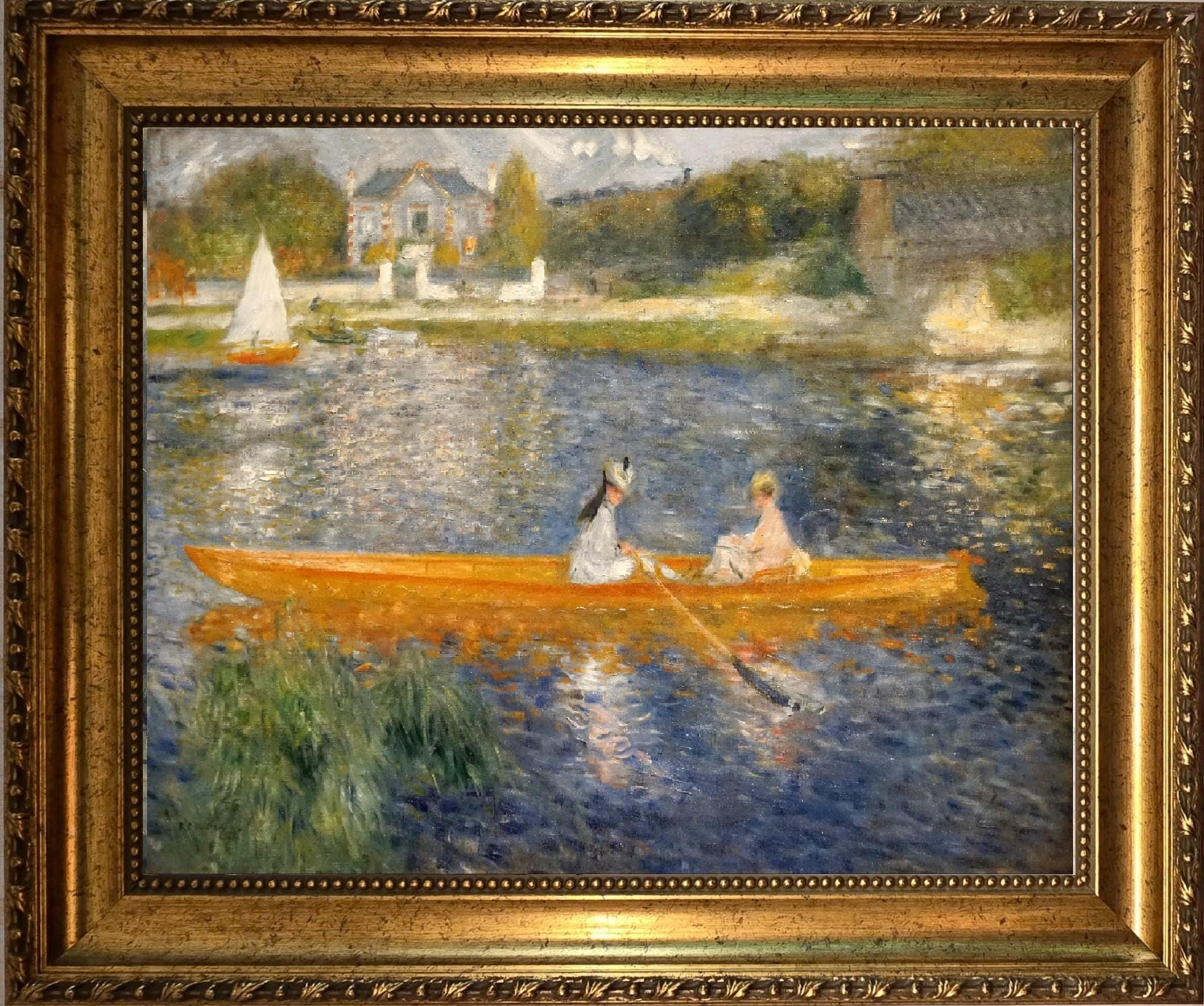 Renoir La Yola Canvas Print, Vintage Golden Frame, Textured Brush Strokes Wall Art FOSHE ART