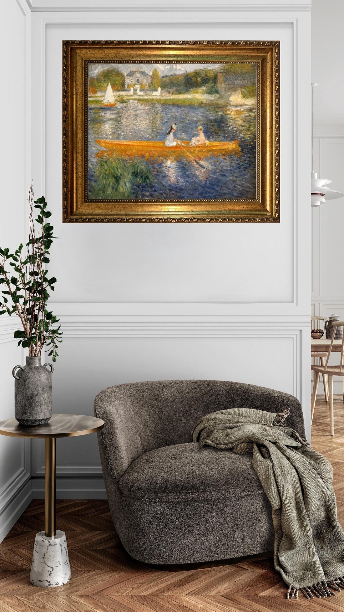 Renoir La Yola Canvas Print, Vintage Golden Frame, Textured Brush Strokes Wall Art FOSHE ART