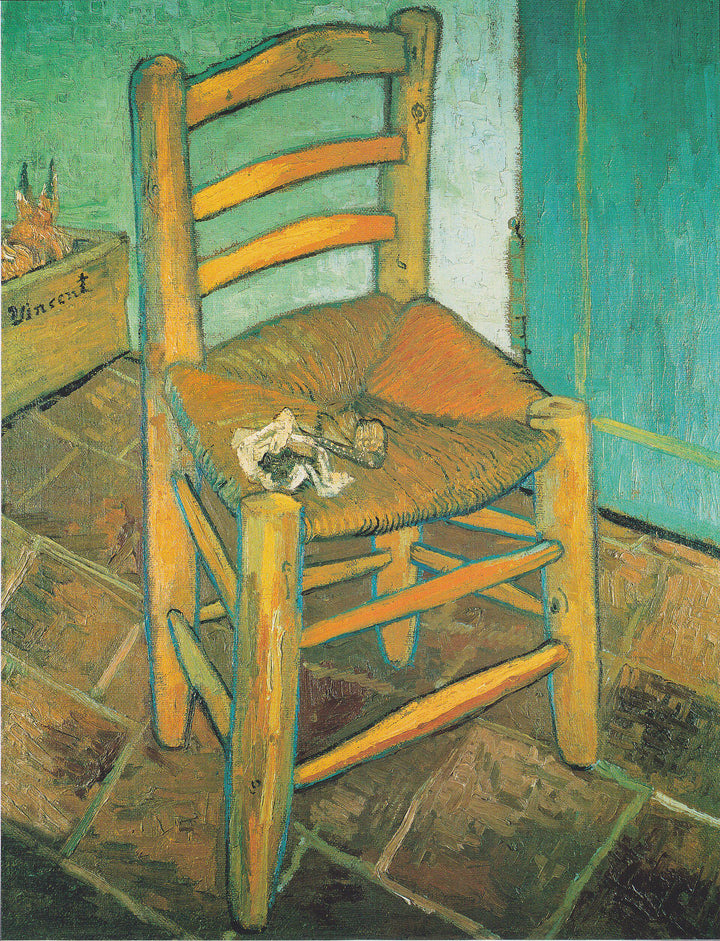 Van Gogh Chair Canvas Print, Vintage Wall Art, Decorative Brush Strokes, Golden Frame FOSHE ART
