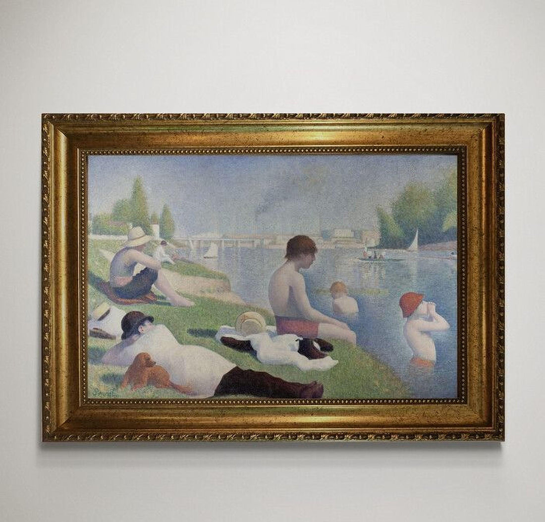 Bathers at Asnière Wall Art - Framed Textured Canvas Print FOSHE ART