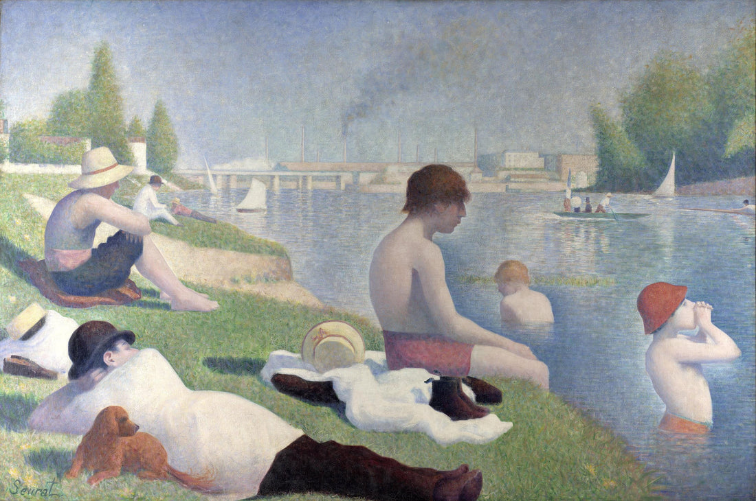 Bathers at Asnière Wall Art - Framed Textured Canvas Print FOSHE ART