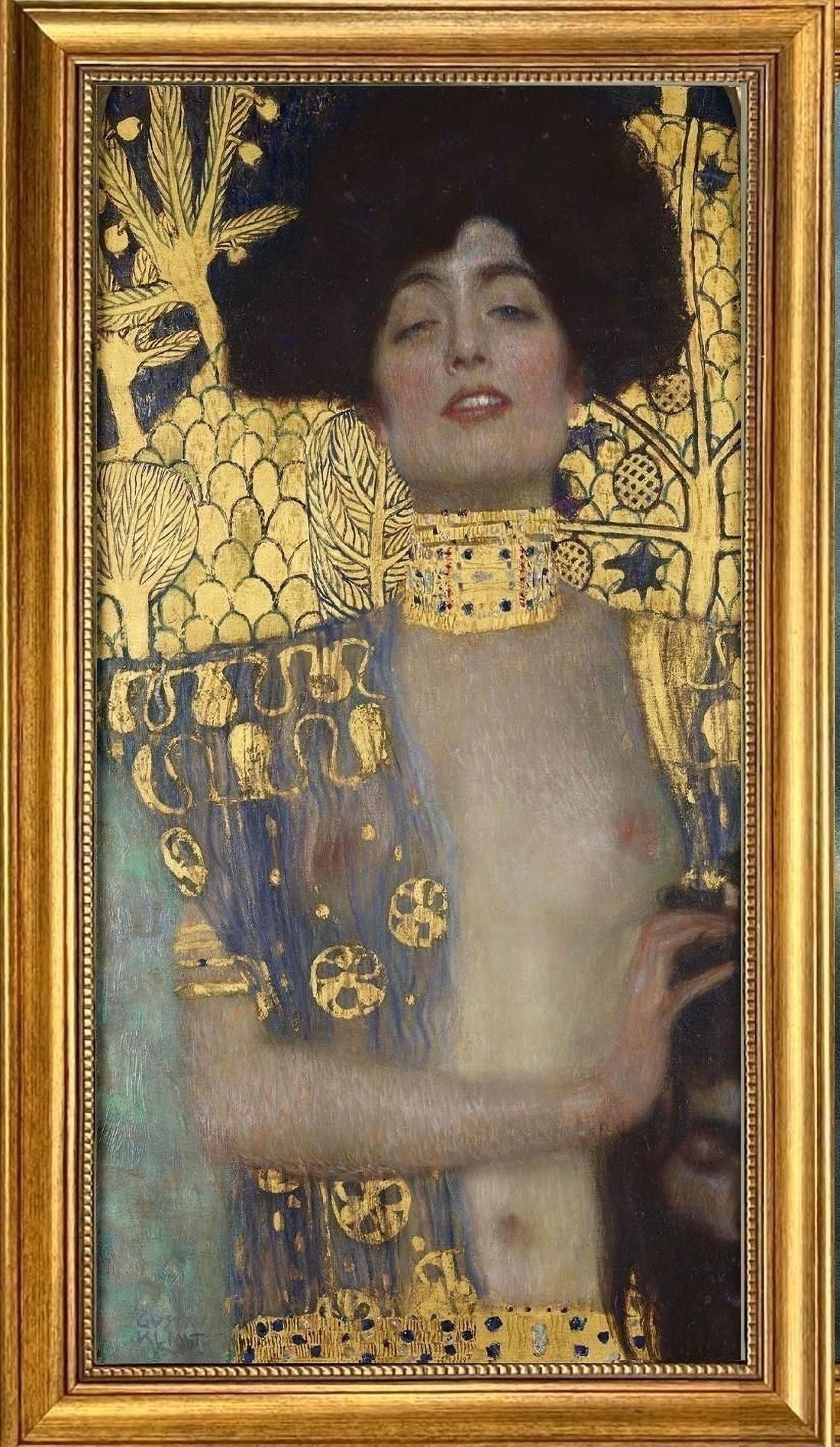 Gustav Klimt Judith Canvas Print, Textured with Vintage Gold Frame (Multiple Sizes) FOSHE ART