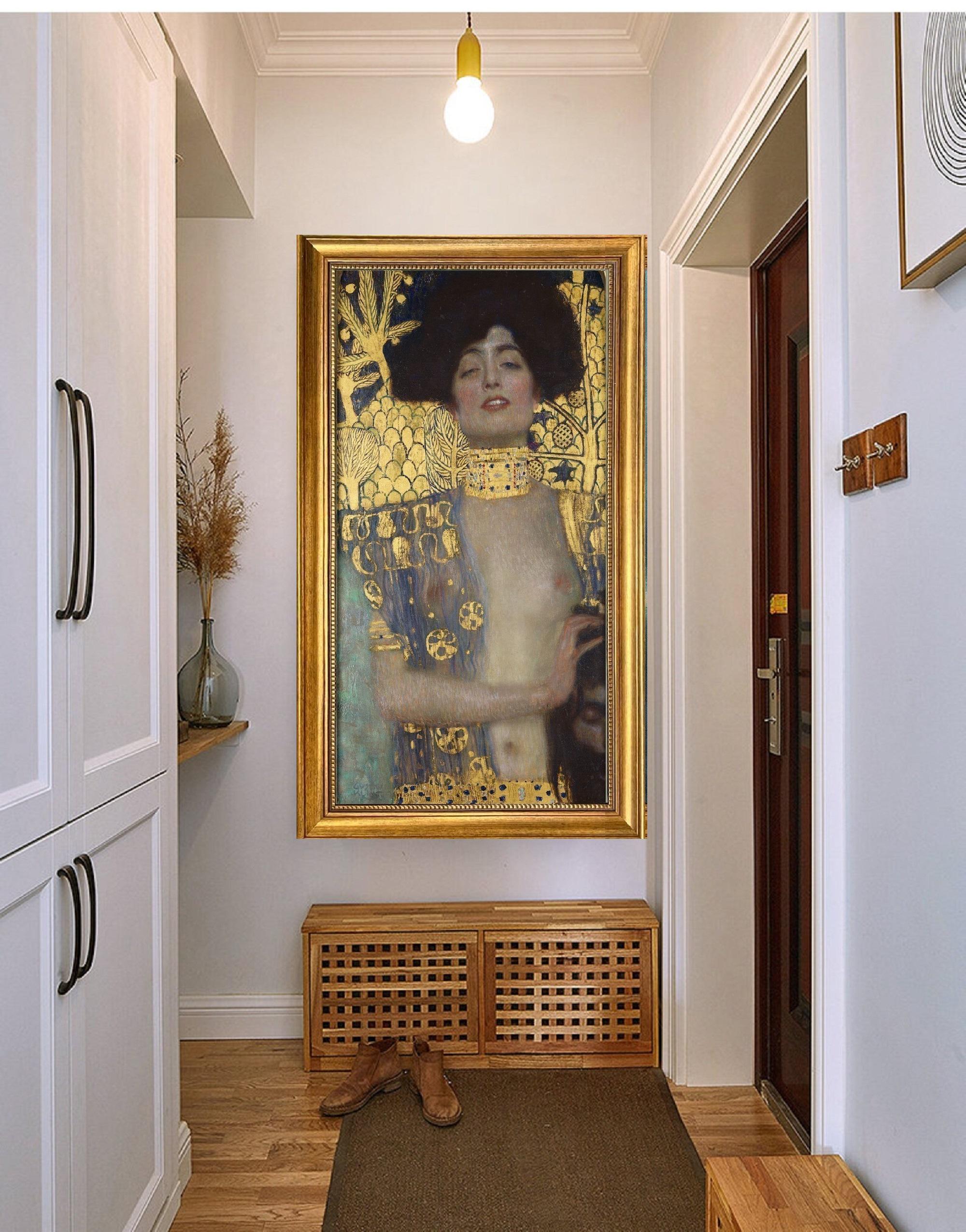 Gustav Klimt Judith Canvas Print, Textured with Vintage Gold Frame (Multiple Sizes) FOSHE ART