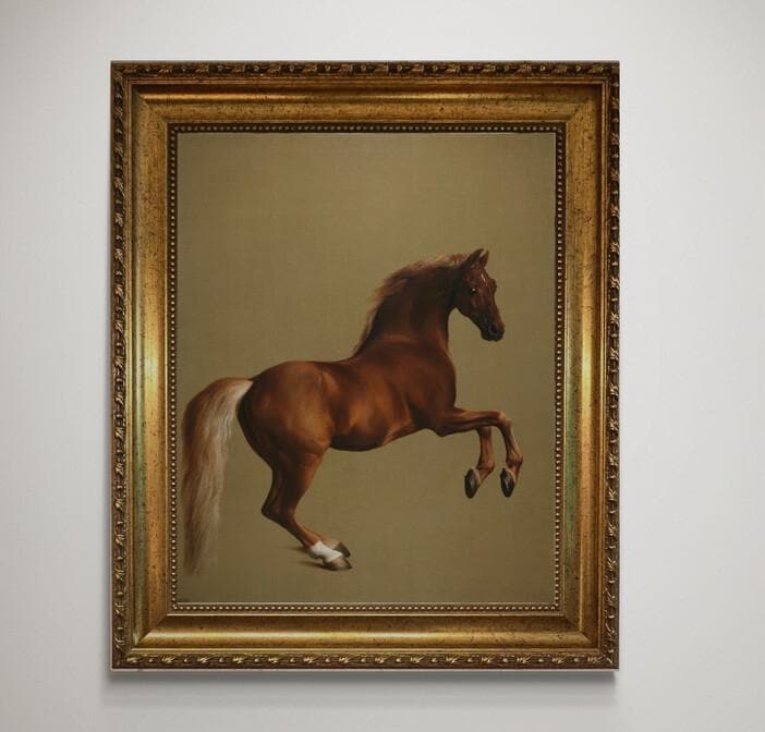 Whistlejacket by George Stubbs Wall Art: Classic Print (Vintage Golden Frame and Brush Strokes) FOSHE ART