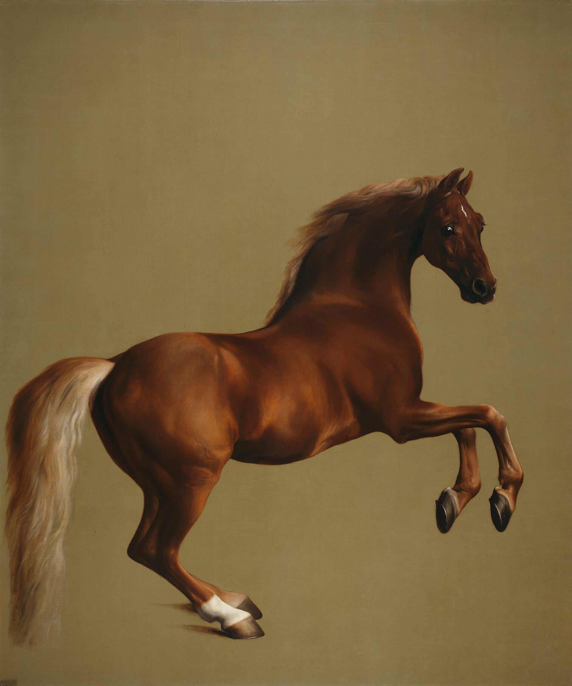 Whistlejacket by George Stubbs Wall Art: Classic Print (Vintage Golden Frame and Brush Strokes) FOSHE ART