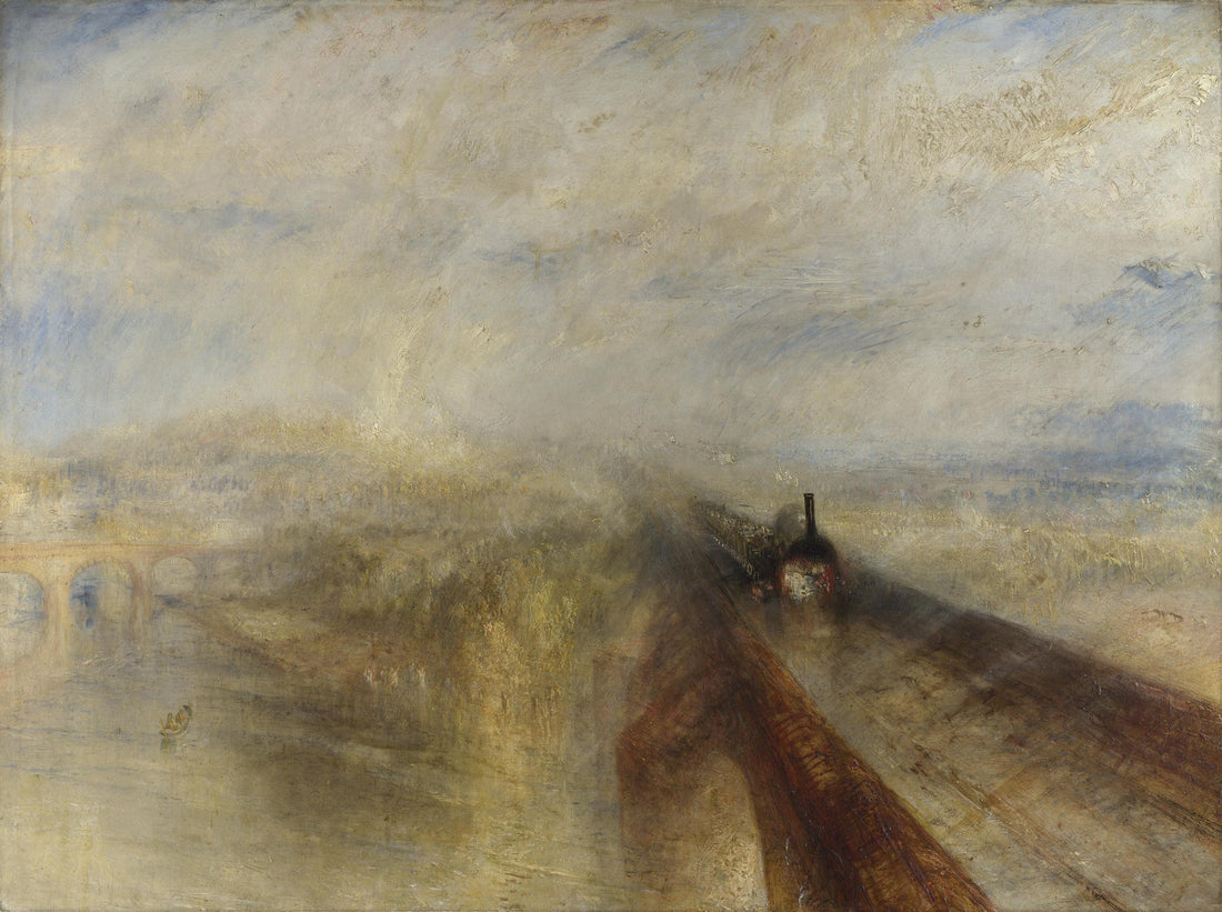 Turner Rain Steam and Speed Railway Canvas Print, Vintage Frame Brush Strokes FOSHE ART