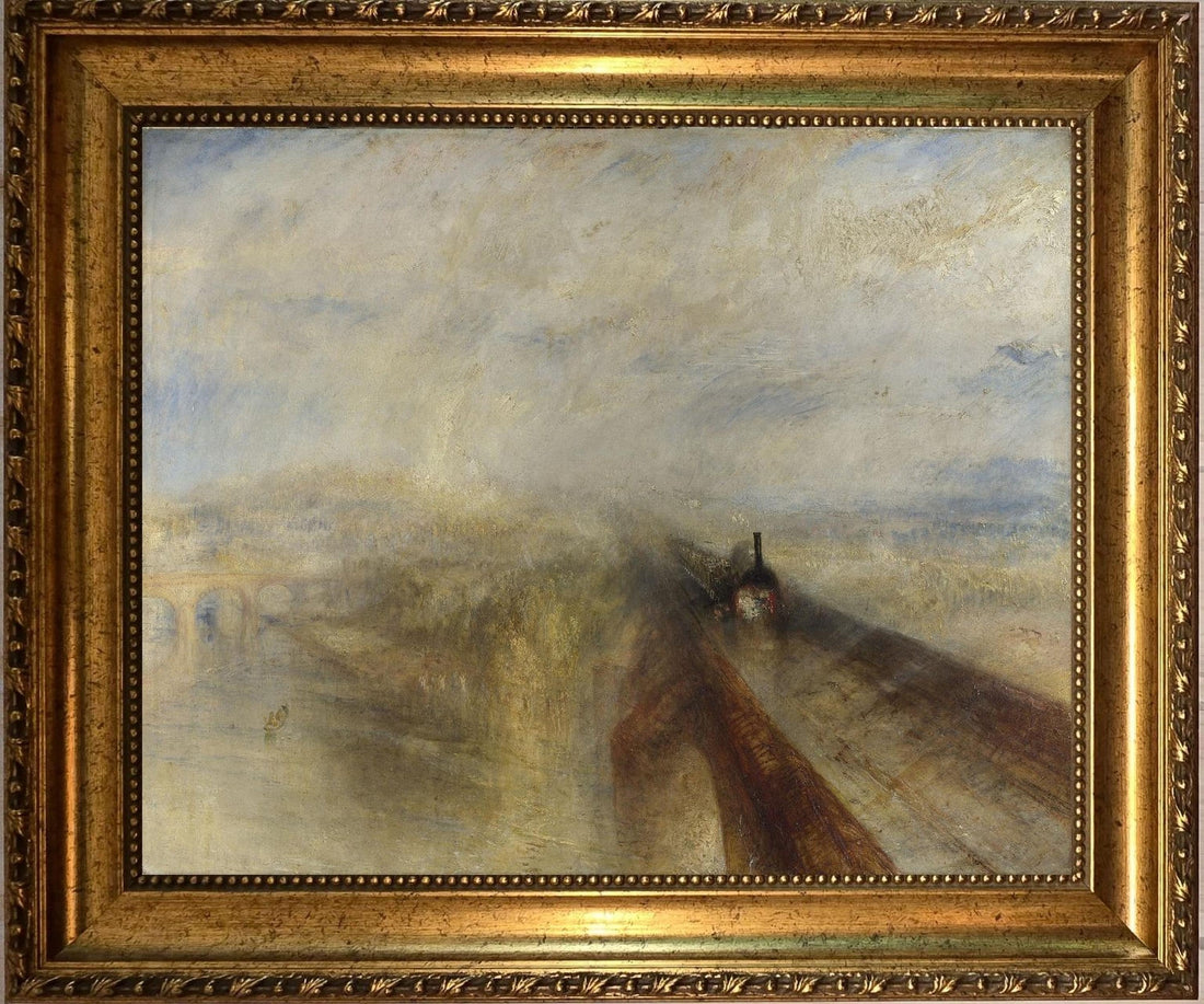 Turner Rain Steam and Speed Railway Canvas Print, Vintage Frame Brush Strokes FOSHE ART