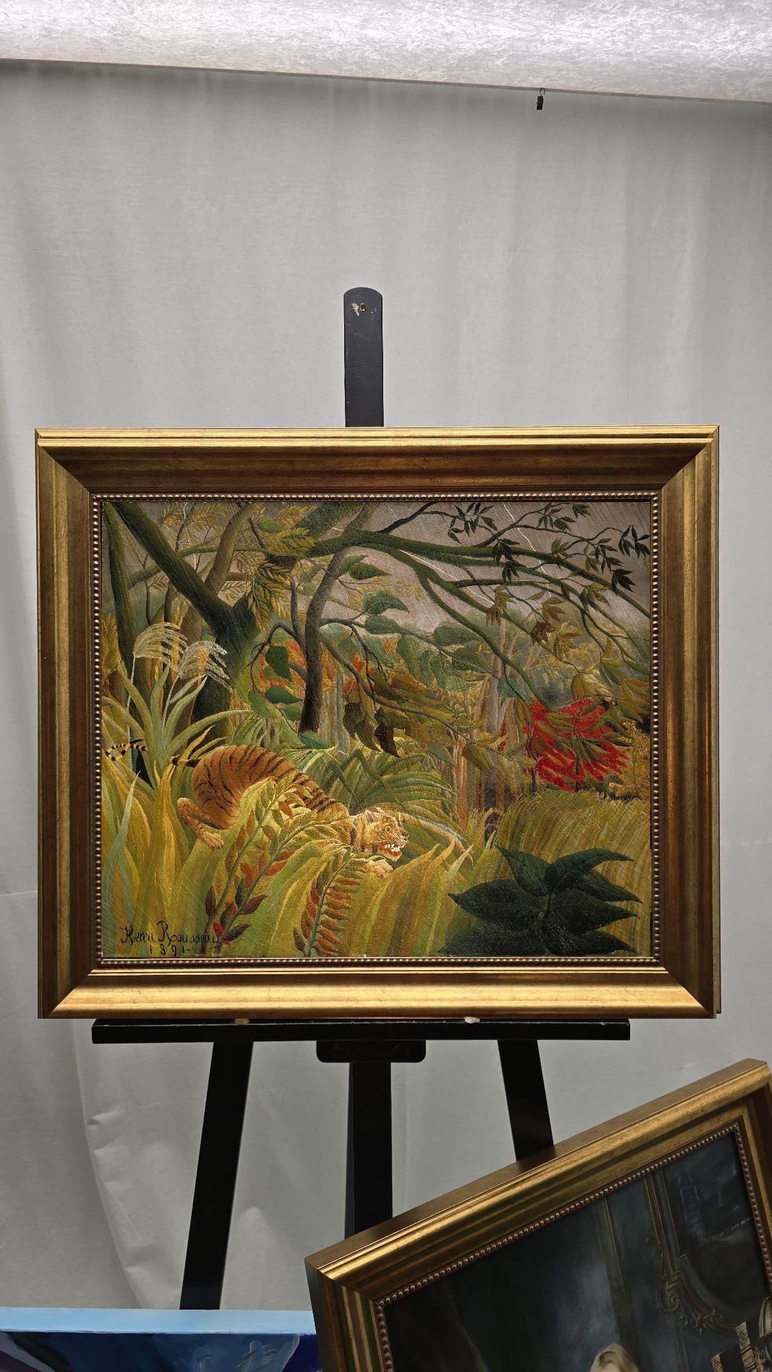 Surprised Art Print – Henri Rousseau Giclee on Canvas with Vintage Wooden Frame FOSHE ART