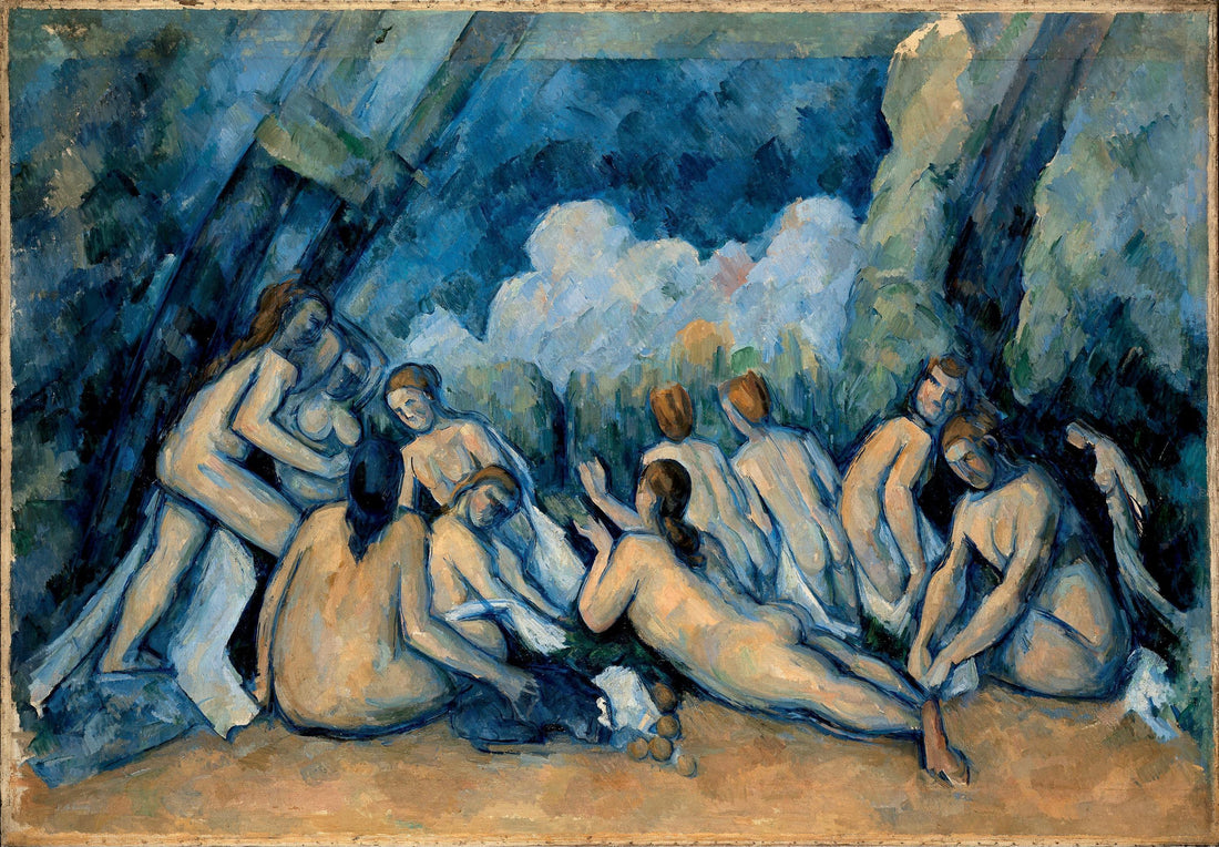 Bather by Cezanne Wall Art: Vintage Golden Frame and Brush Strokes FOSHE ART