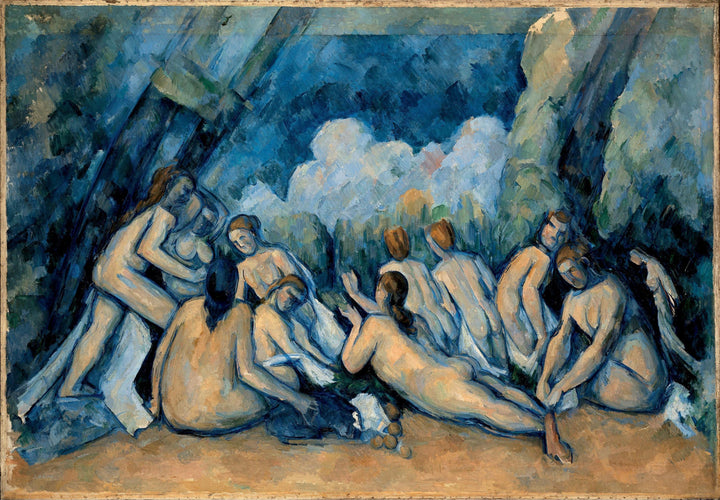 Bather by Cezanne Wall Art: Vintage Golden Frame and Brush Strokes FOSHE ART