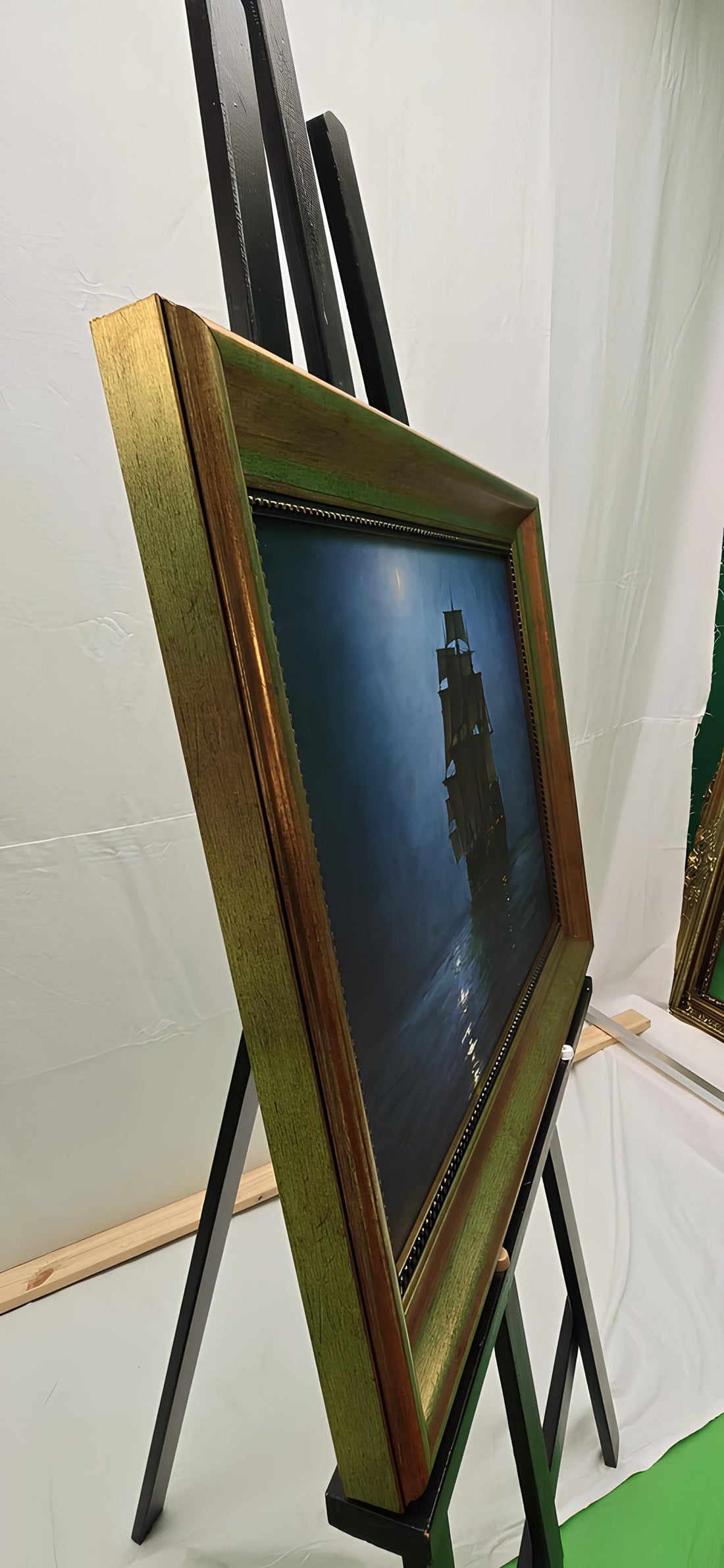 The Wild Hunt of Odin Canvas Print, Vintage Golden Frame, Textured Brushstrokes FOSHE ART