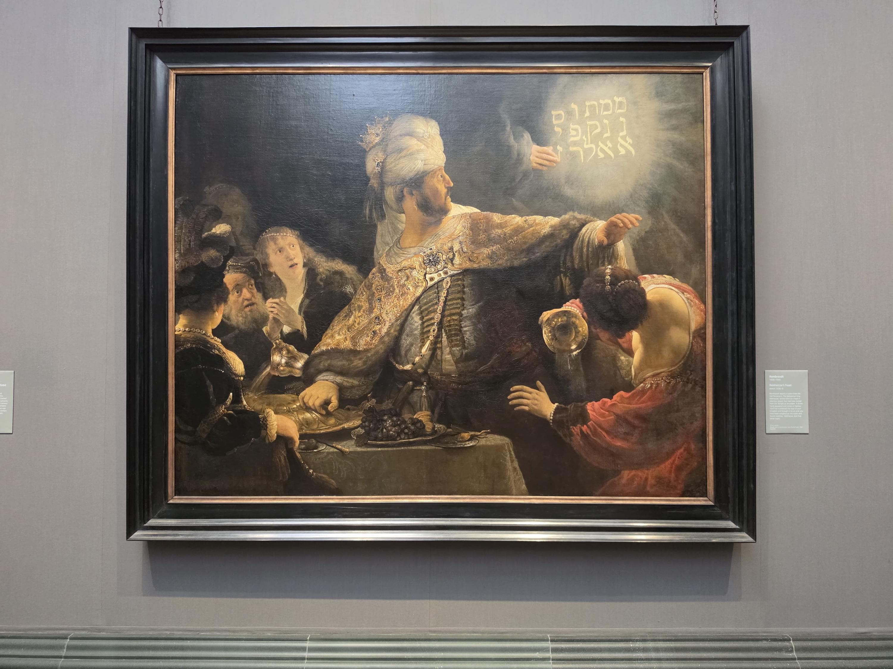 Rembrandt Belshazzar Fest Art Print, Vintage Golden Frame and Brush Strokes FOSHE ART