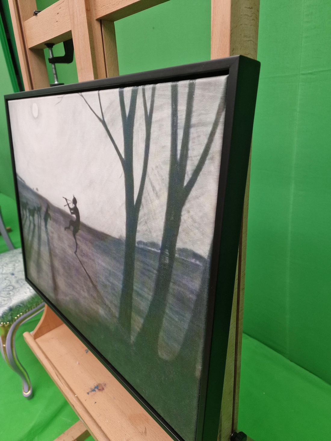 Faun by moonlight by Léon Spilliaert Canvas Print with Brush Strokes and frame FOSHE ART