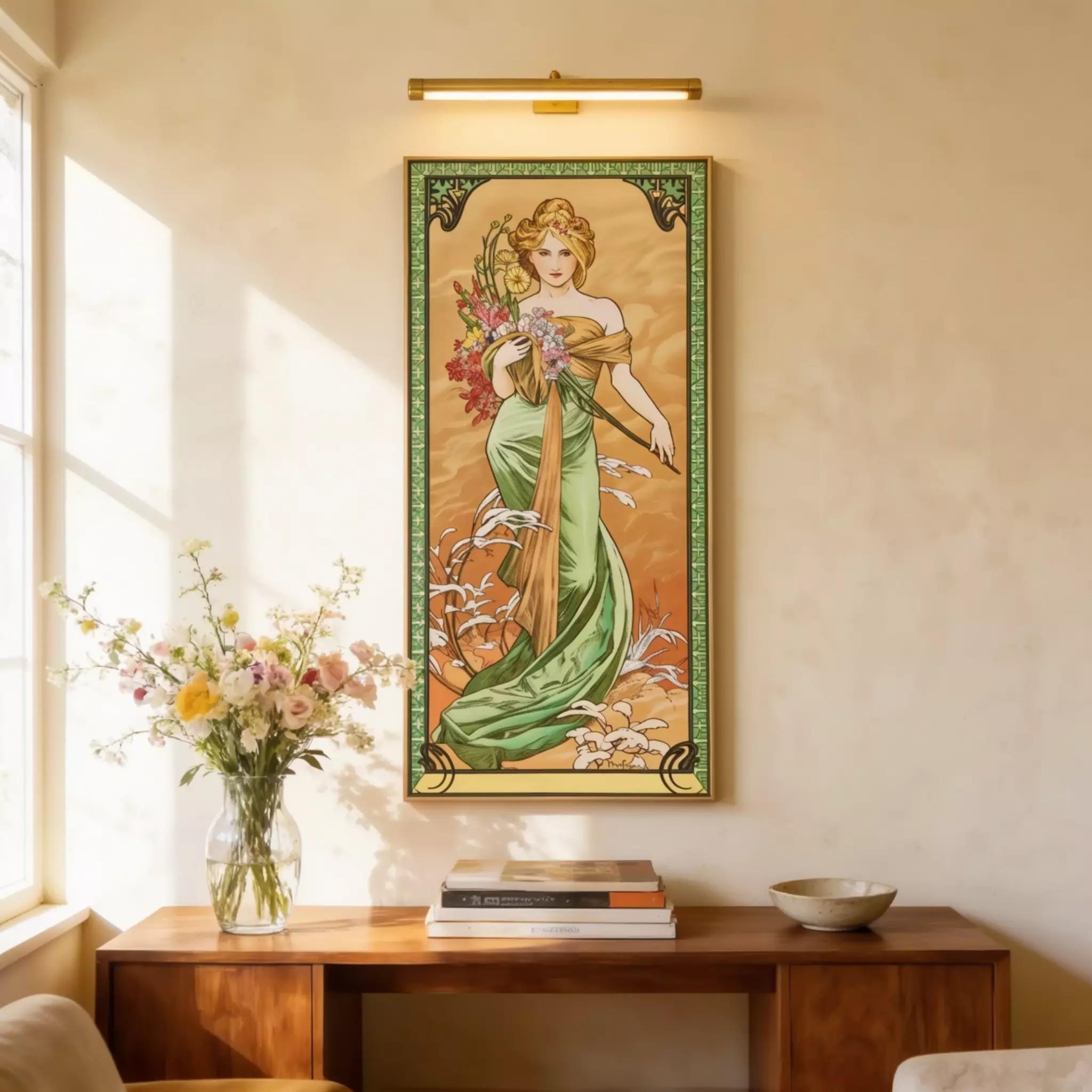 Art Nouveau Print: Alfons Mucha Spring Woman - Canvas or Paper FOSHE ART