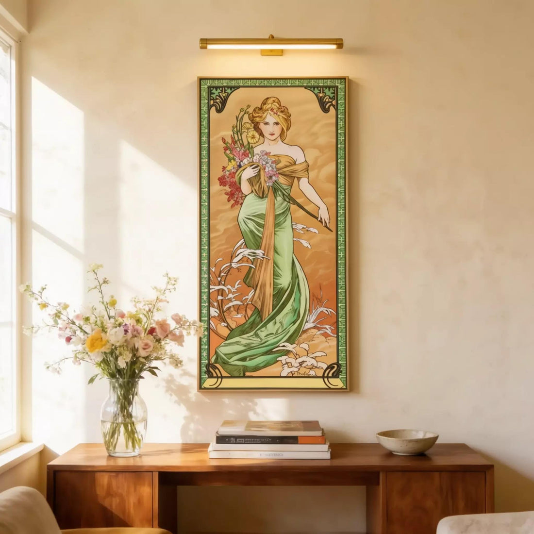 Art Nouveau Print: Alfons Mucha Spring Woman - Canvas or Paper FOSHE ART