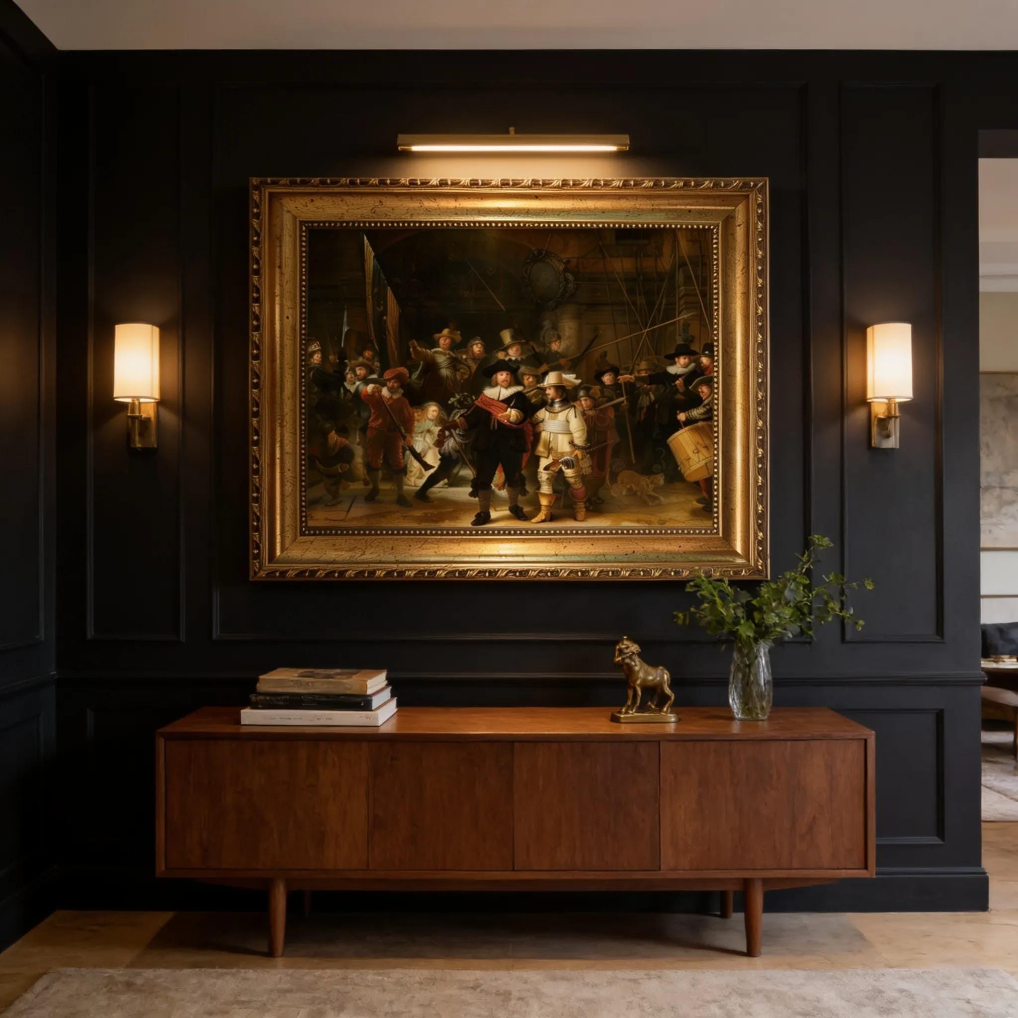 Rembrandt's The Night Watch – 3D Hand-Finished Canvas Print, Vintage Golden Frame FOSHE ART