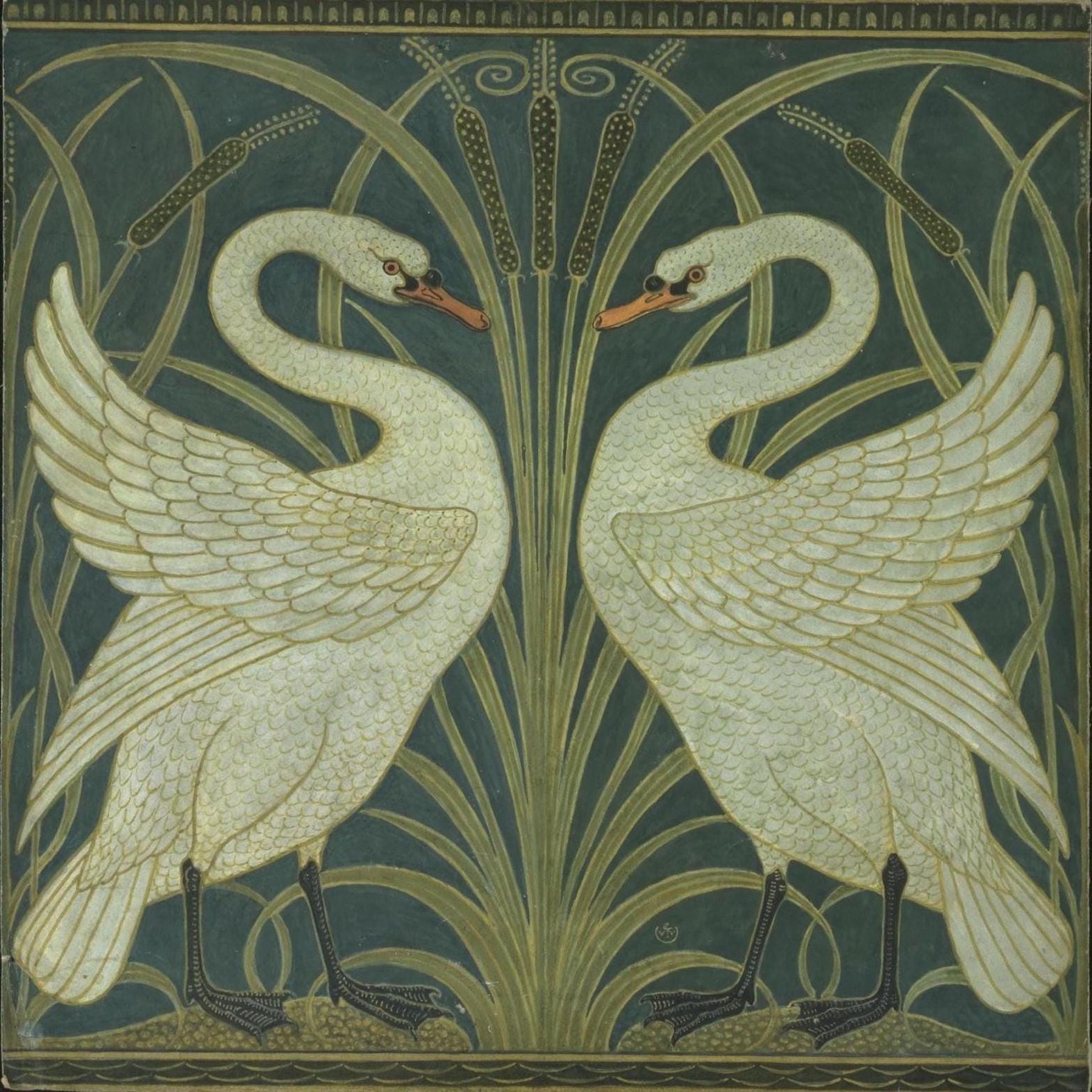 Fine Art Print: Walter Crane Two Swans - Matte Giclée Paper FOSHE ART