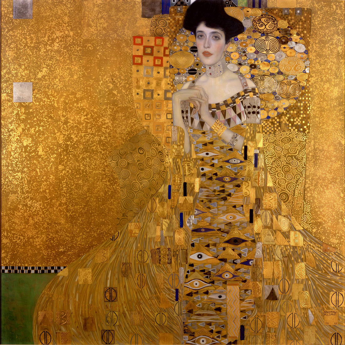 Klimt Portrait of Adele Bloch-Bauer Print on canvas: Brushstroke Texture, Golden Vintage Frame FOSHE ART