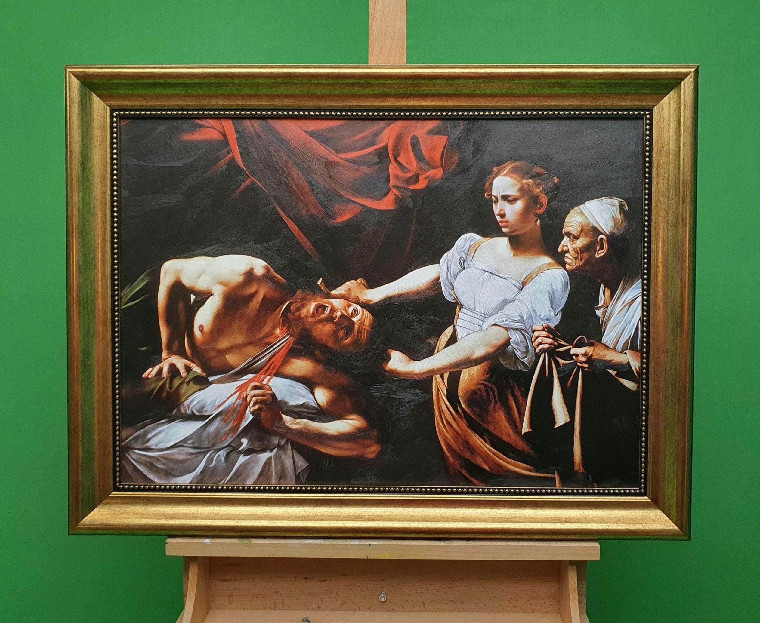 Caravaggio Canvas Print, Judith Beheading Holofernes (Vintage Gold Frame) FOSHE ART
