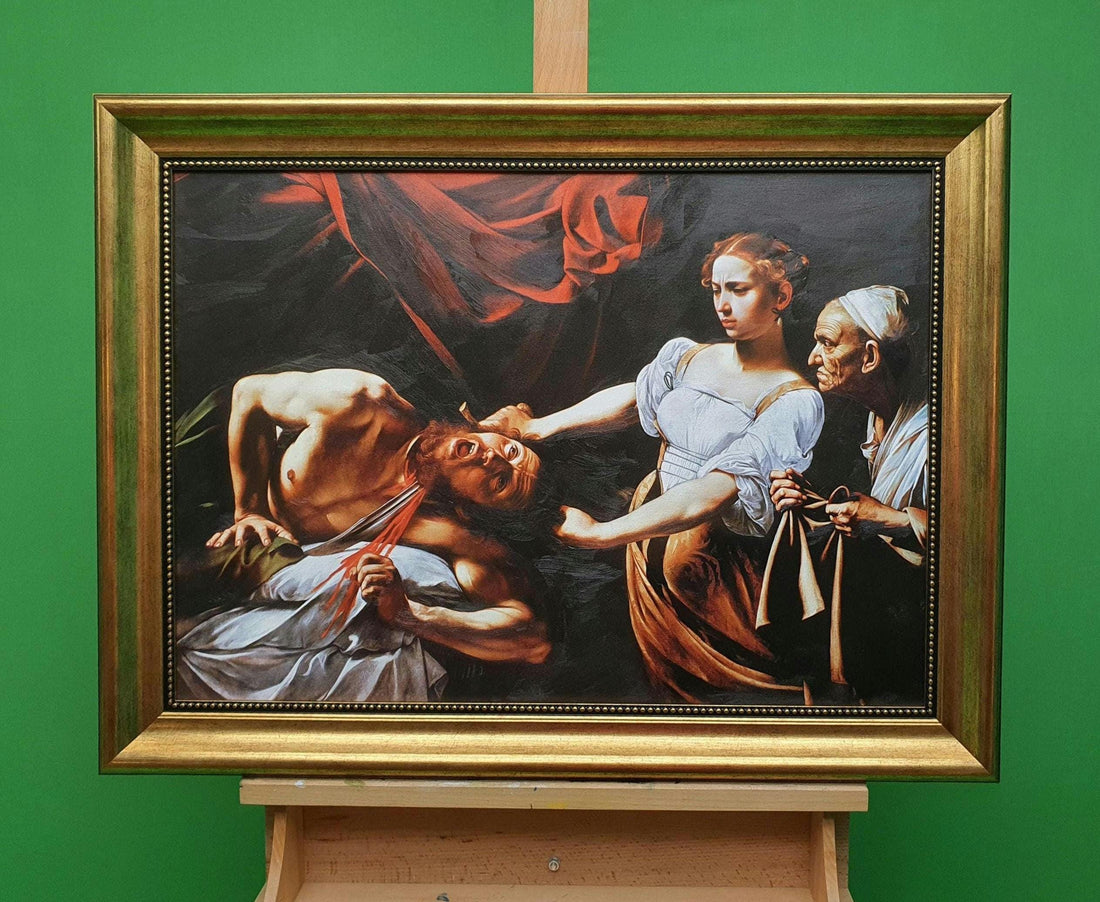 Caravaggio Canvas Print, Judith Beheading Holofernes (Vintage Gold Frame) FOSHE ART