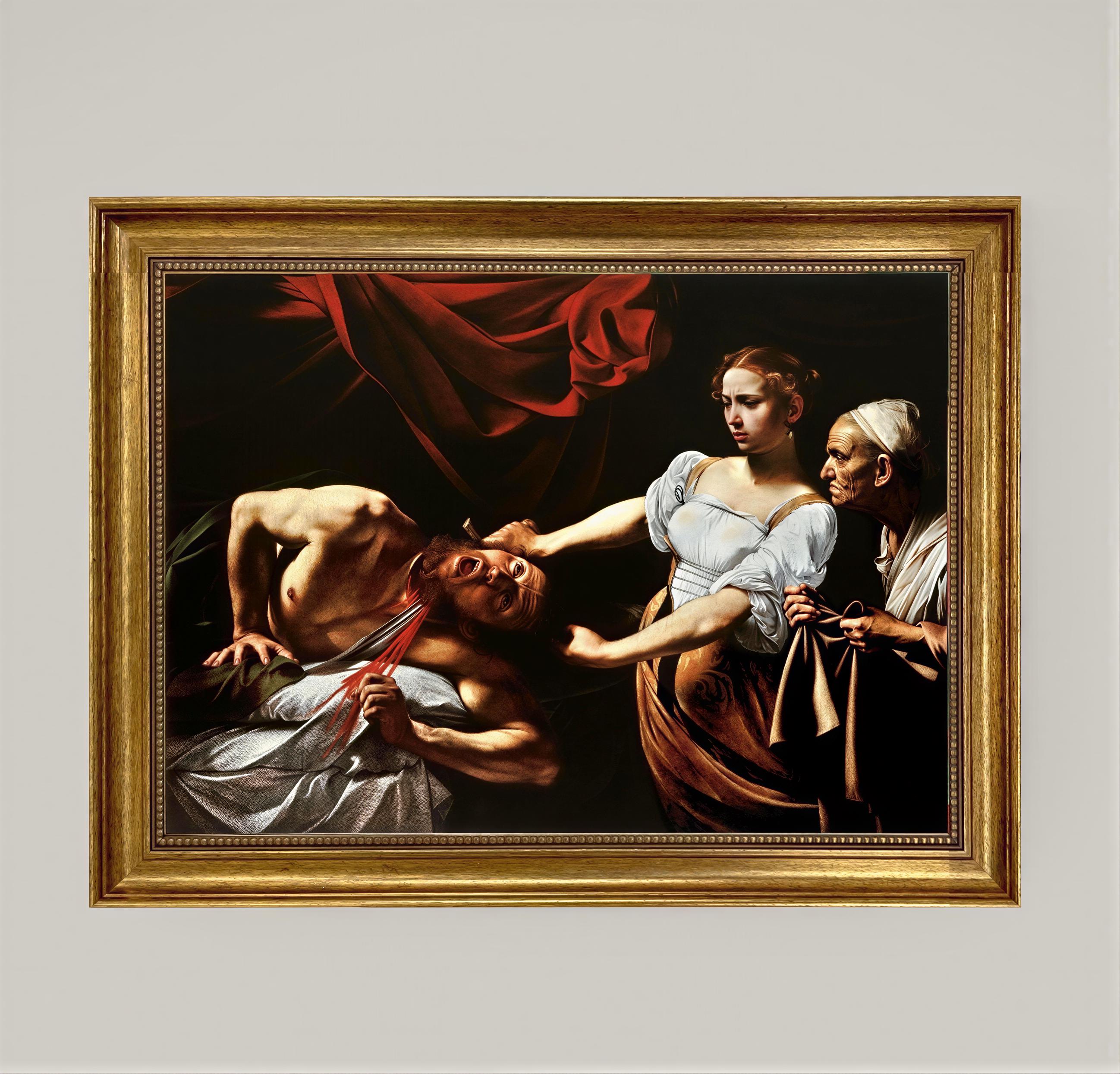 Caravaggio Canvas Print, Judith Beheading Holofernes (Vintage Gold Frame) FOSHE ART