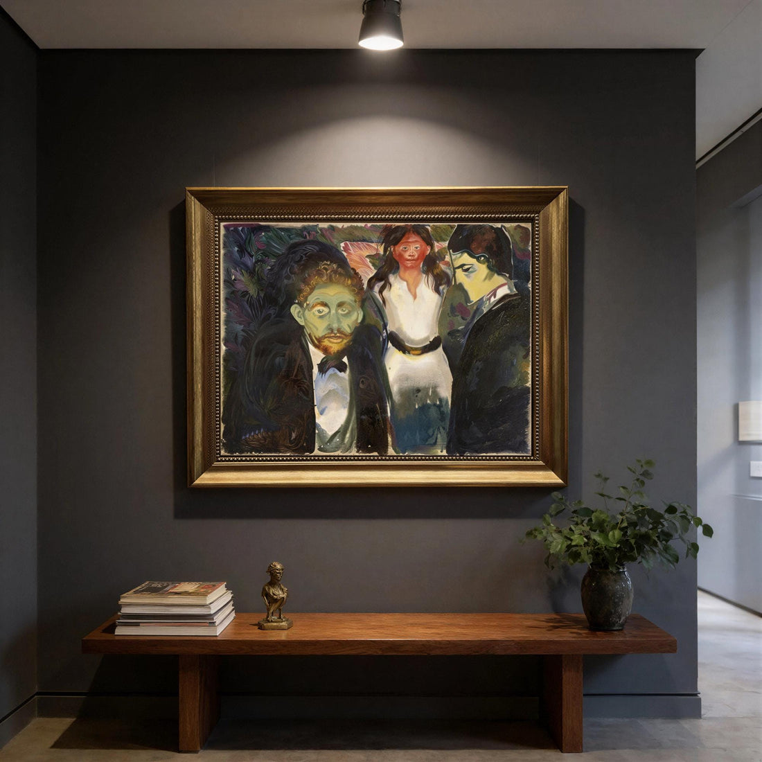 Edvard Munch Jelousy Giclée Canvas Print with Brush Stroke Texture and Vintage Gold Frame FOSHE ART