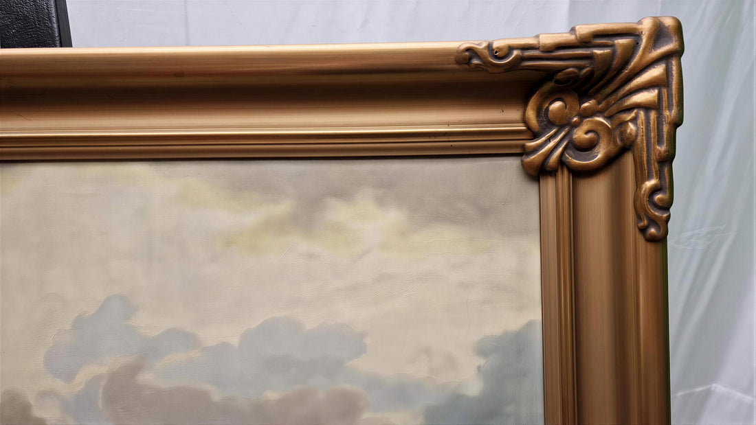 Maritime Oil Painting | "Summer Day on the Christianiafjord" in Vintage Gold Frame FOSHE ART